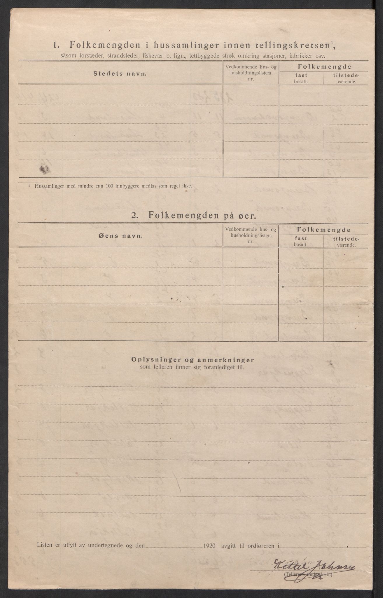 SAK, Folketelling 1920 for 0923 Fjære herred, 1920, s. 20