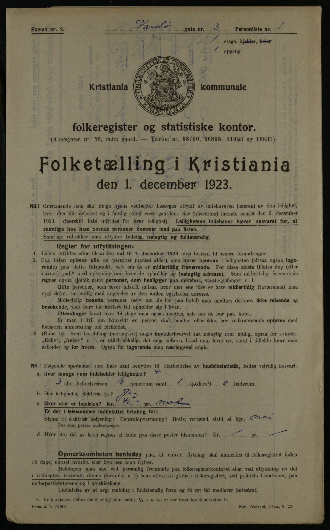 OBA, Kommunal folketelling 1.12.1923 for Kristiania, 1923, s. 134706