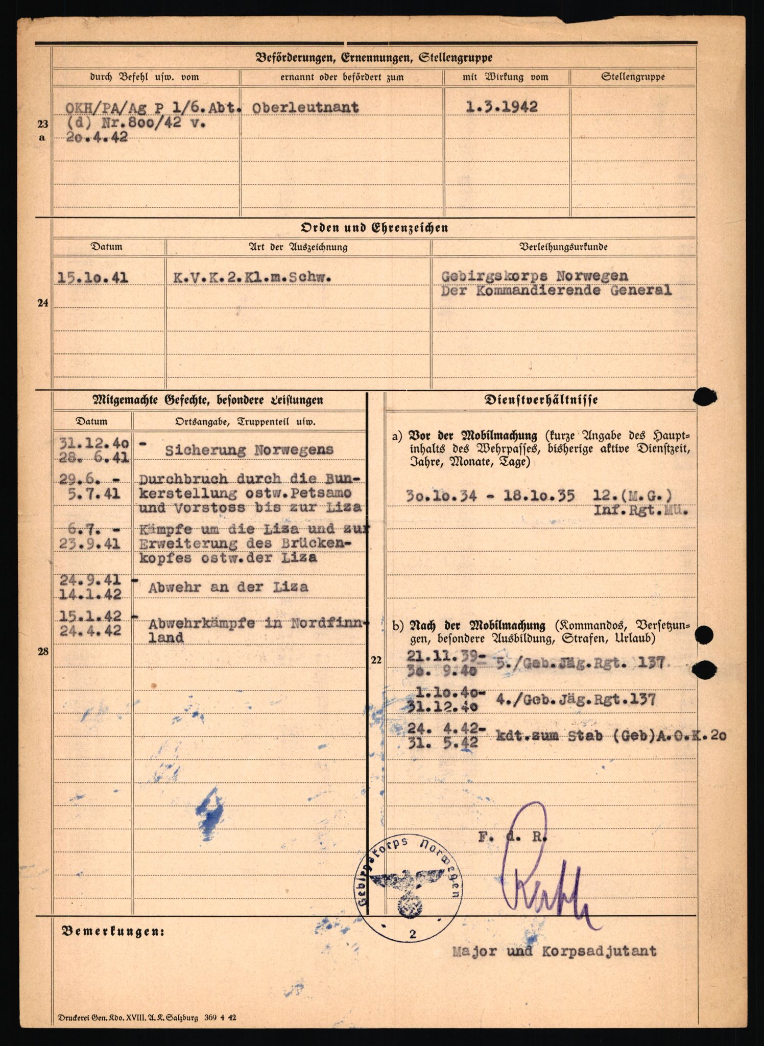 Forsvarets Overkommando. 2 kontor. Arkiv 11.4. Spredte tyske arkivsaker, AV/RA-RAFA-7031/D/Dar/Dara/L0018: Personalbøker, 1940-1945, s. 9