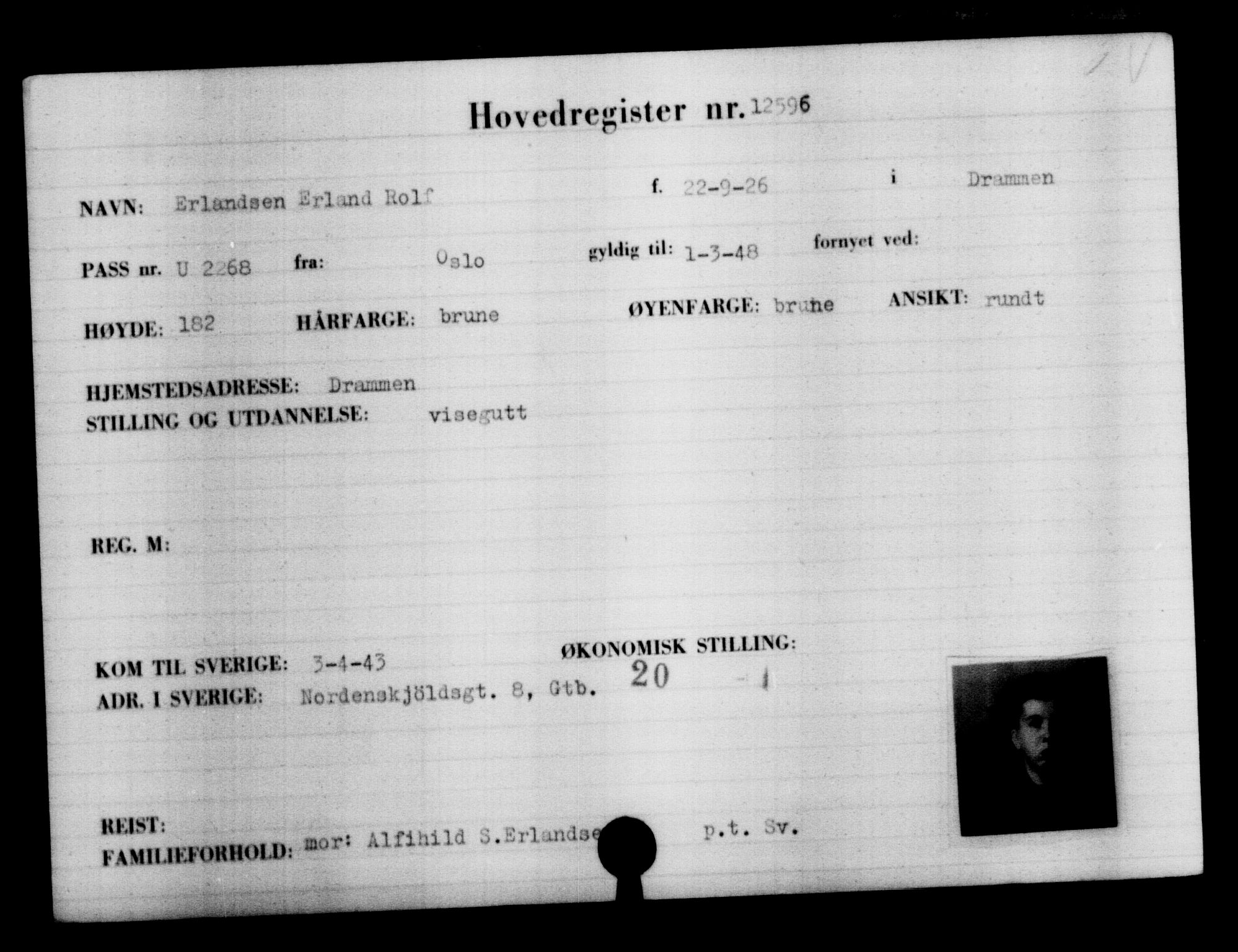 Utenriksstasjonene, Legasjonen i Stockholm, Flyktningkontoret, AV/RA-S-6753/V/Va/L0006: Kjesäterkartoteket, flyktninger med registreringsnr. 9400-12711, 1940-1945, s. 3635