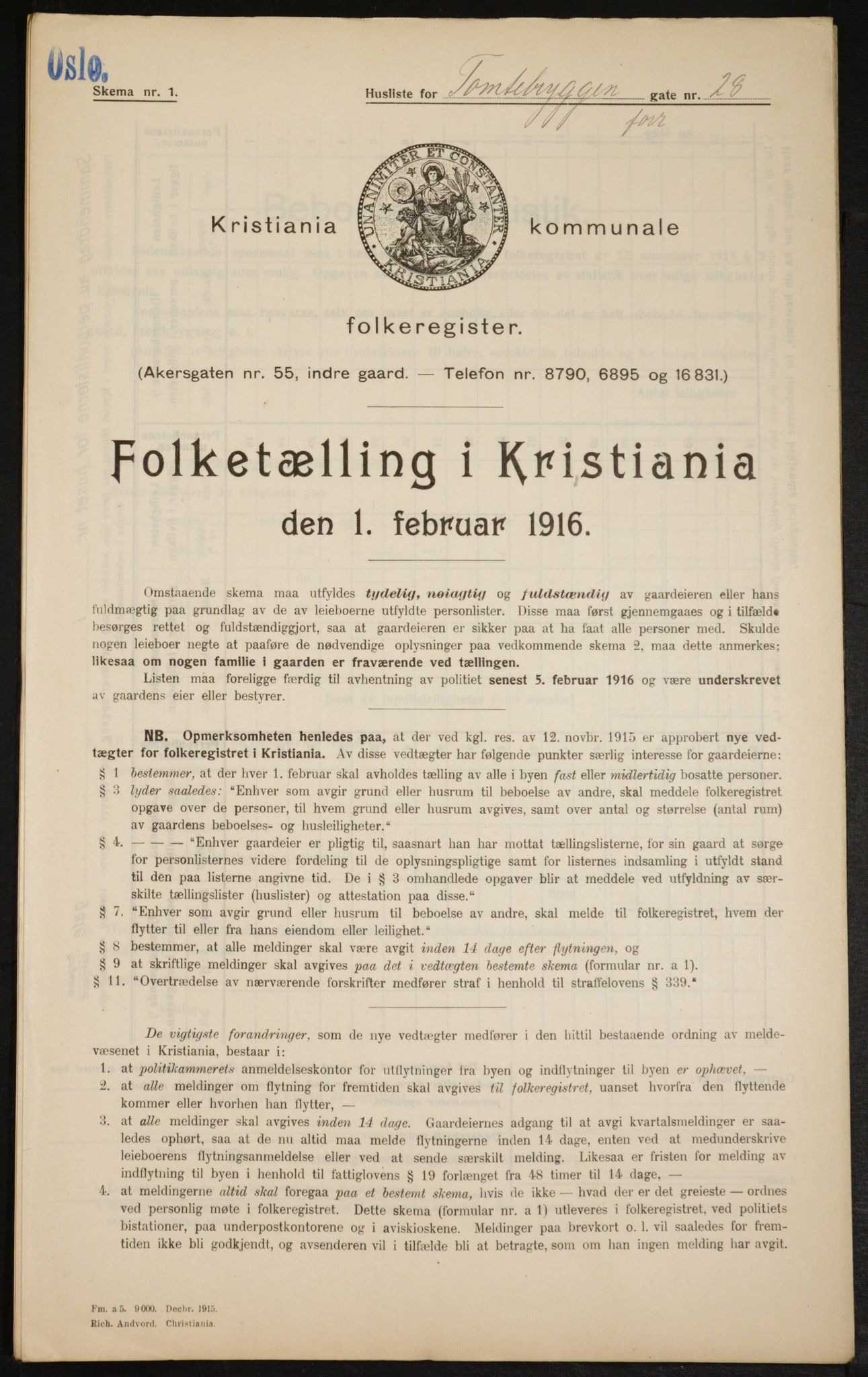 OBA, Kommunal folketelling 1.2.1916 for Kristiania, 1916, s. 116634