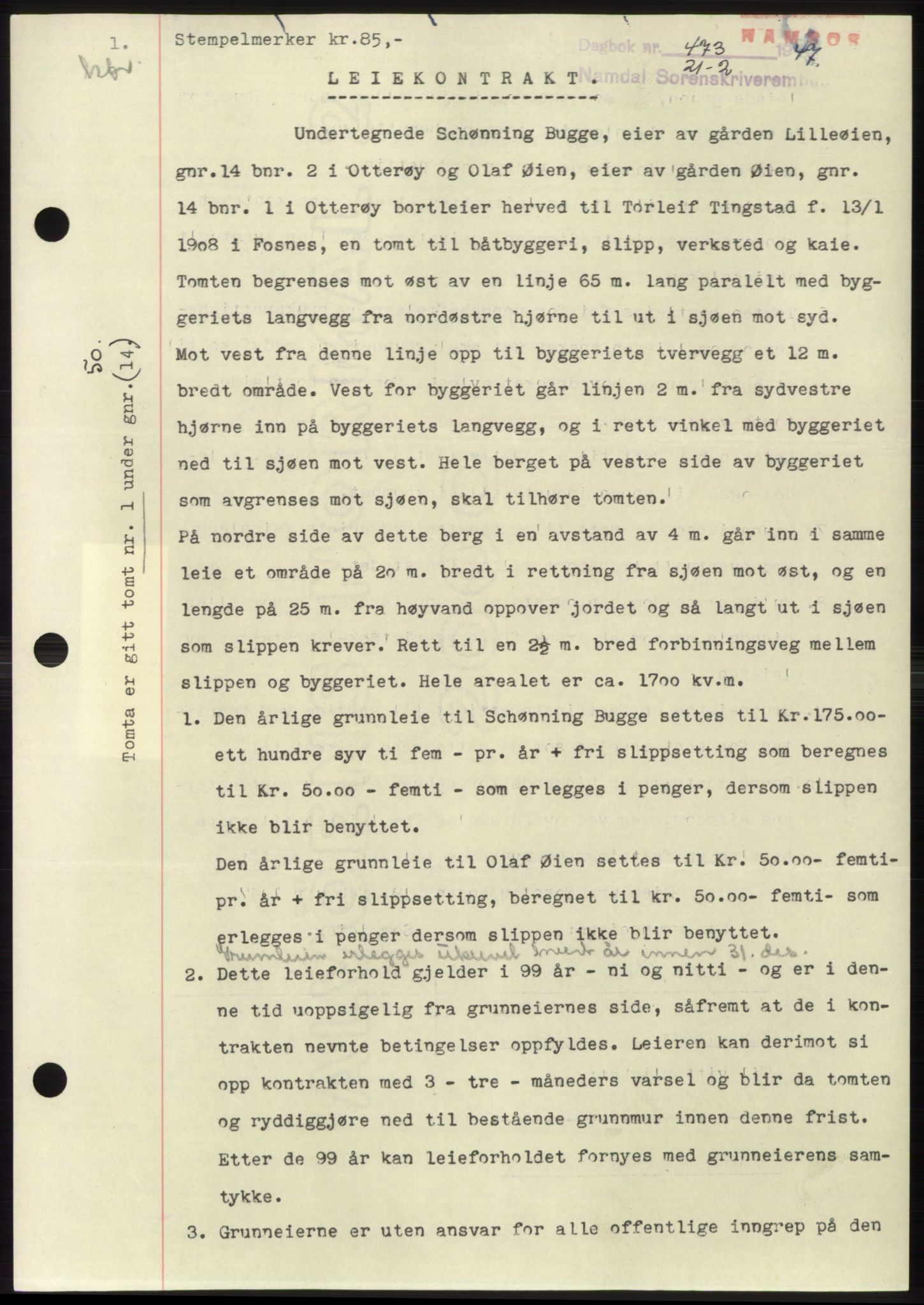 Namdal sorenskriveri, SAT/A-4133/1/2/2C: Pantebok nr. -, 1946-1947, Dagboknr: 473/1947