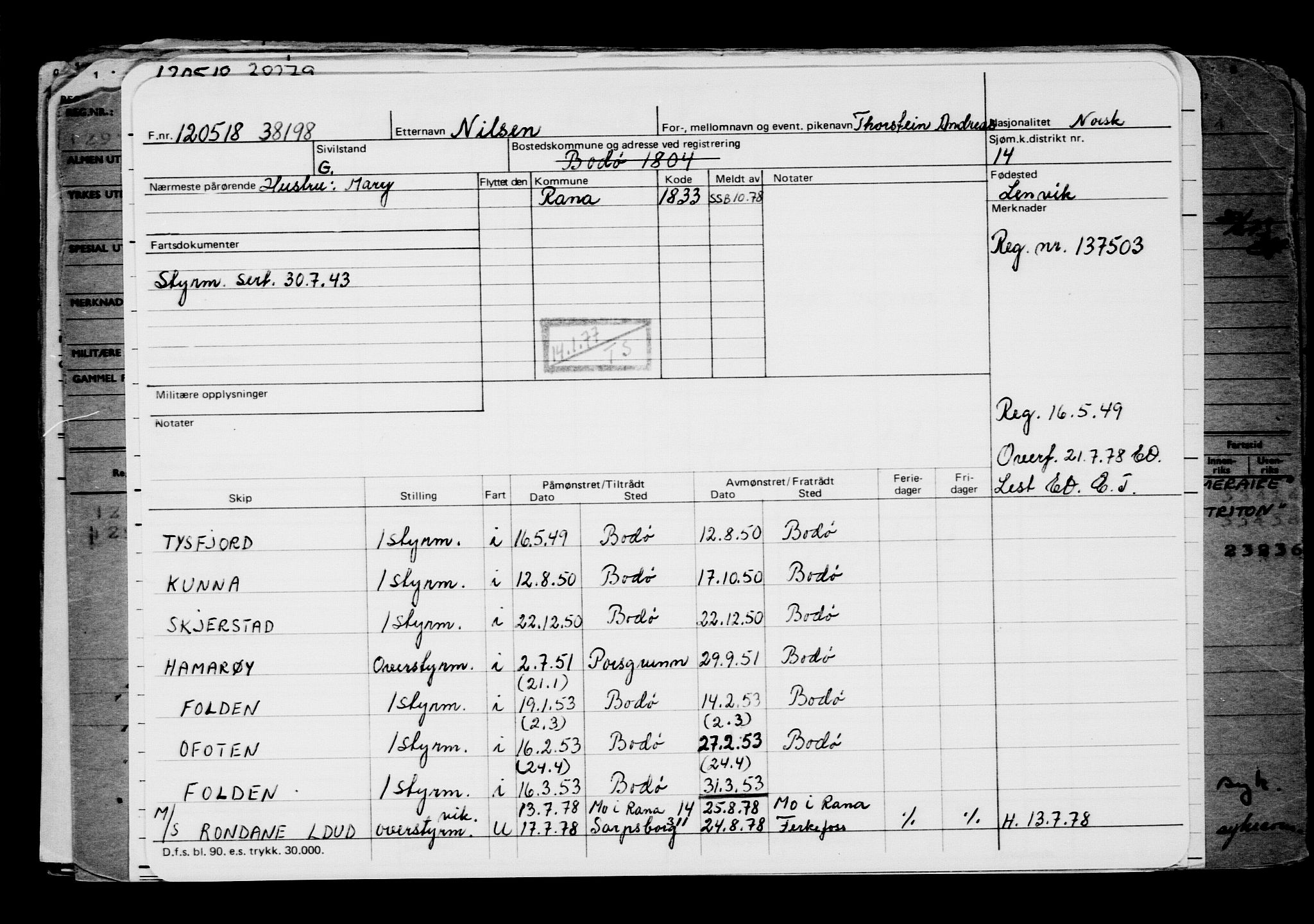 Direktoratet for sjømenn, RA/S-3545/G/Gb/L0158: Hovedkort, 1918, s. 257