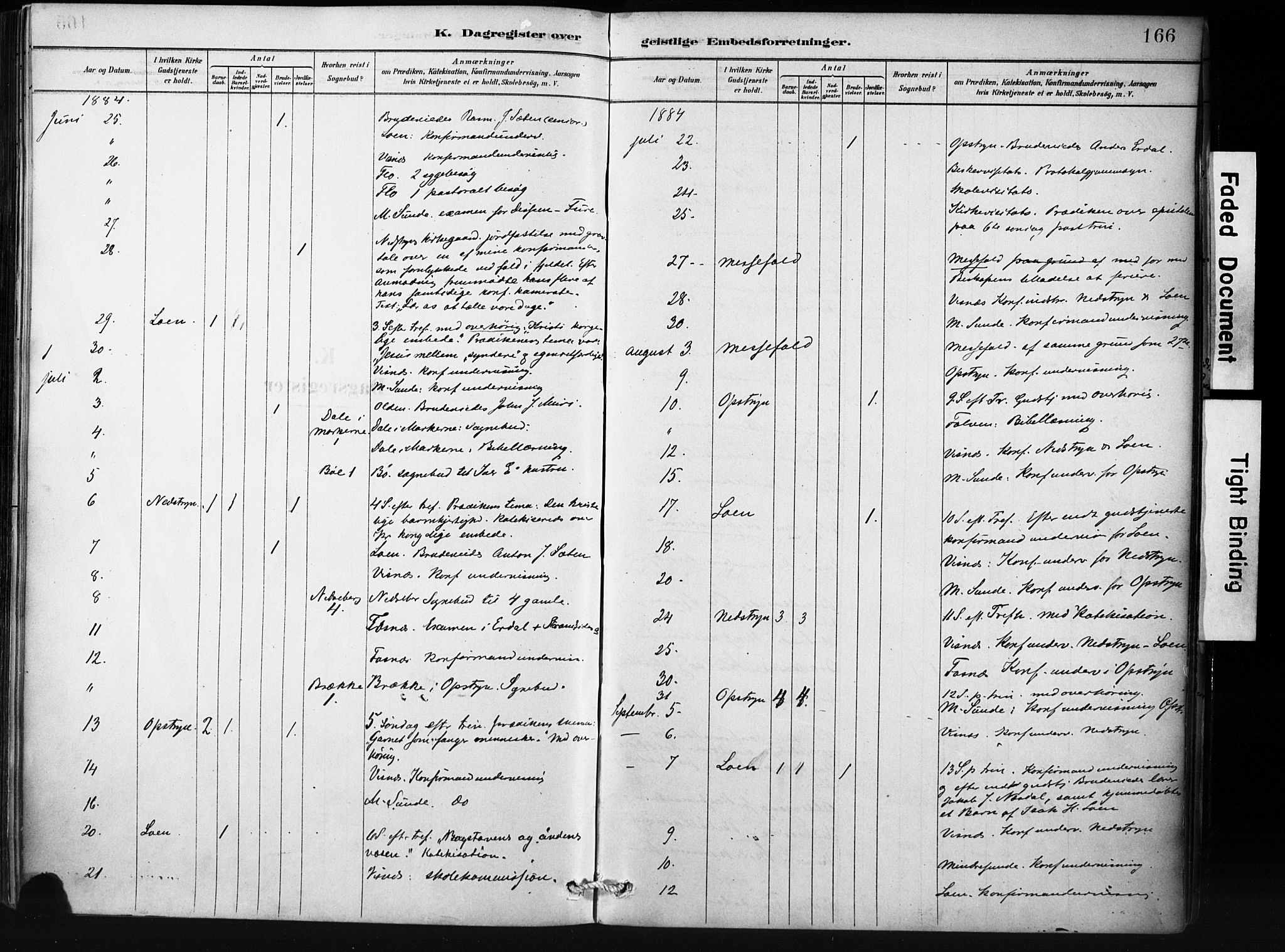 Stryn Sokneprestembete, AV/SAB-A-82501: Ministerialbok nr. D 1, 1878-1907, s. 166
