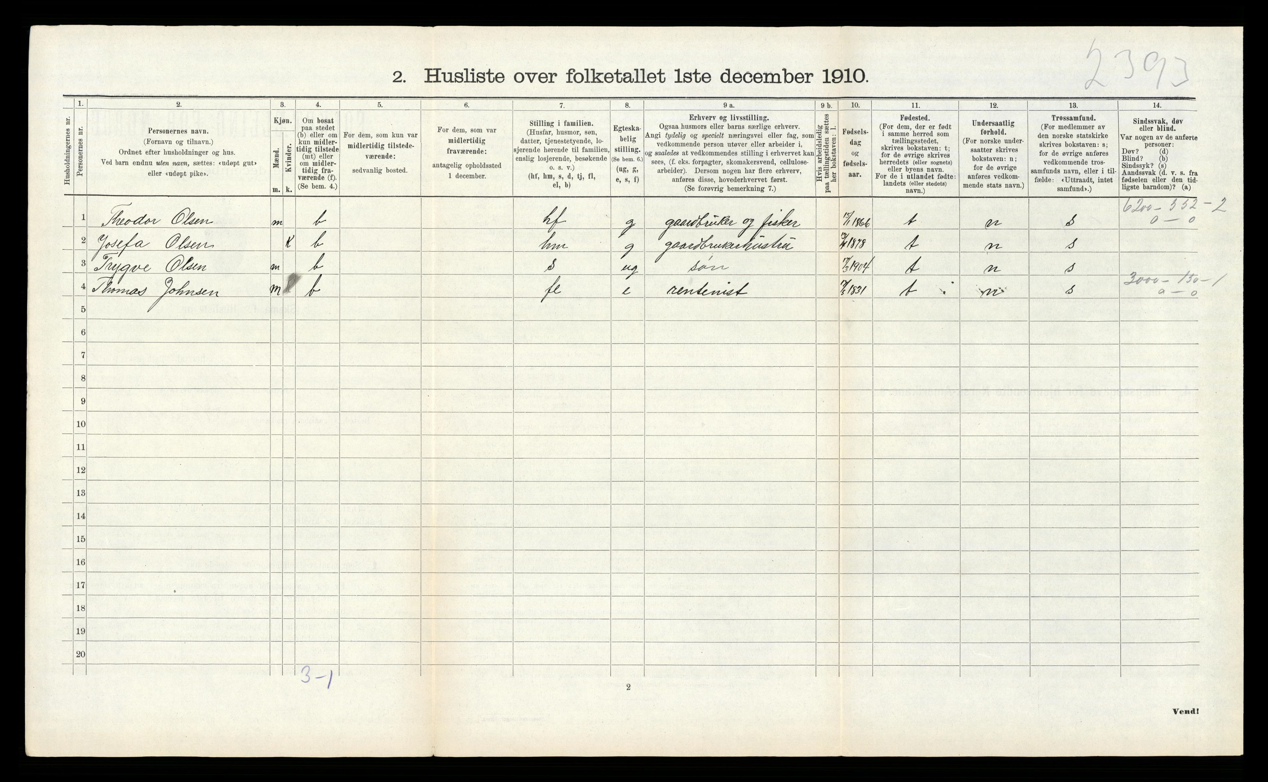 RA, Folketelling 1910 for 1018 Søgne herred, 1910, s. 1063