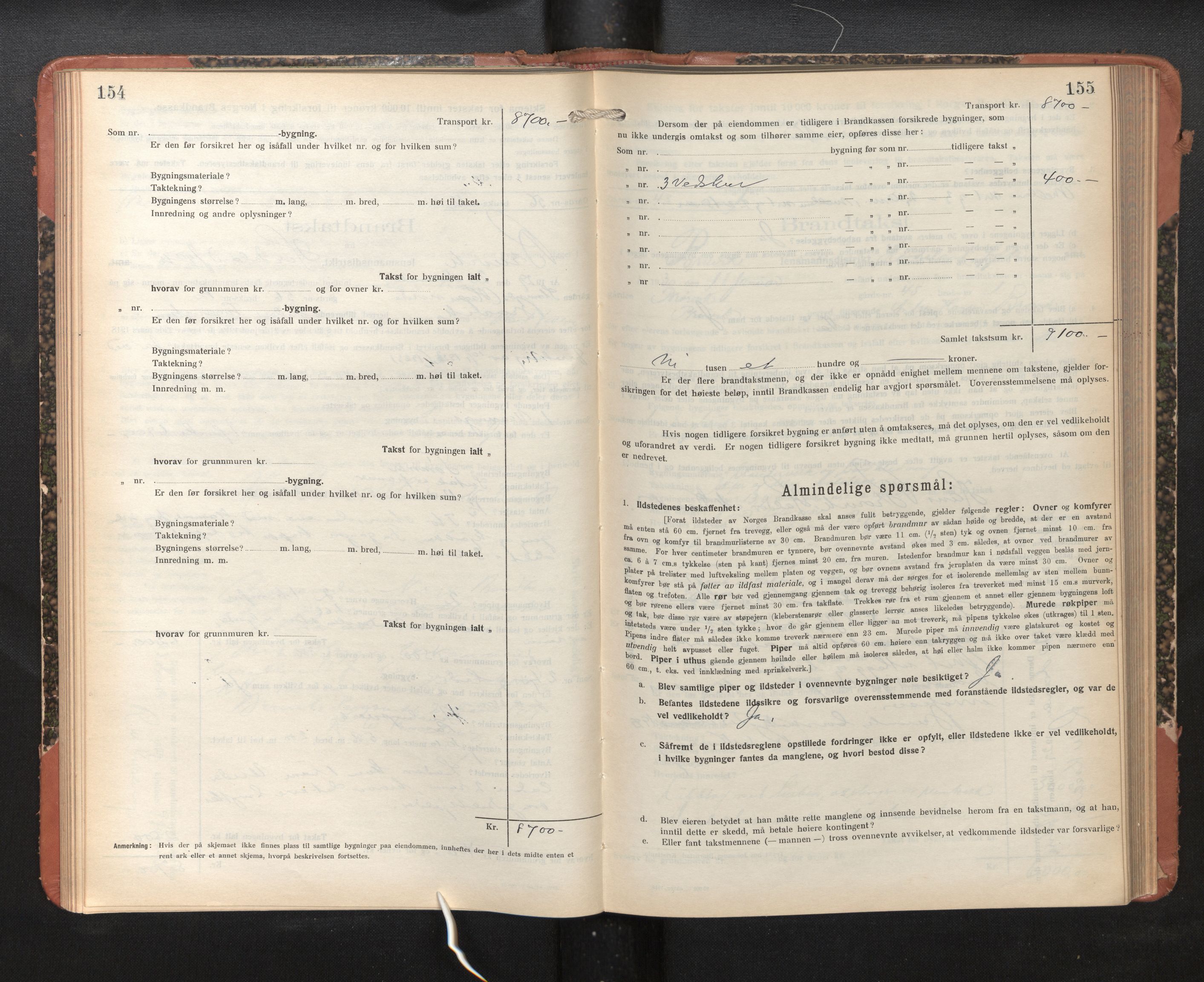 Lensmannen i Bruvik, SAB/A-31301/0012/L0010: Branntakstprotokoll, skjematakst, 1925-1936, s. 154-155
