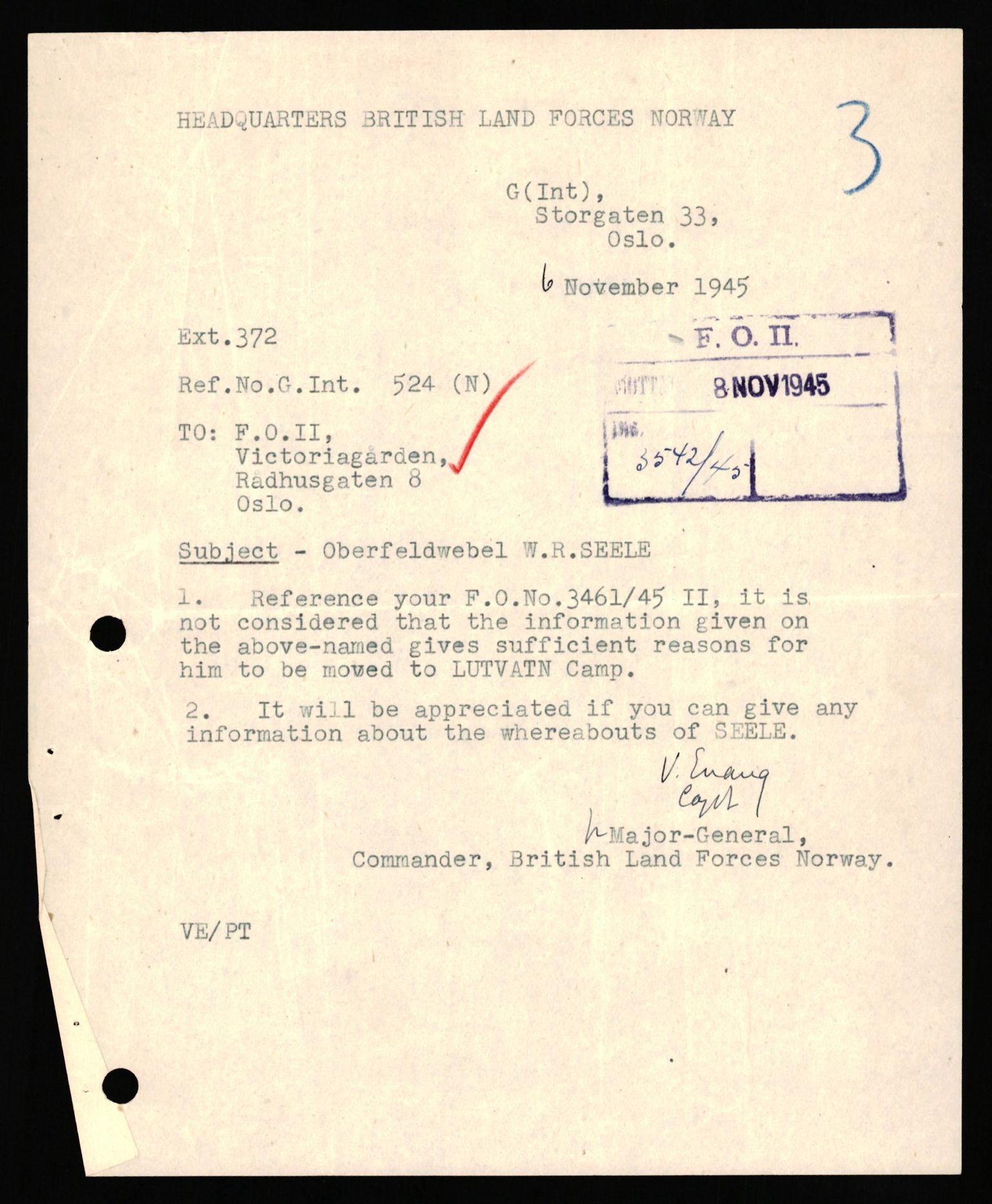 Forsvaret, Forsvarets overkommando II, RA/RAFA-3915/D/Db/L0031: CI Questionaires. Tyske okkupasjonsstyrker i Norge. Tyskere., 1945-1946, s. 409