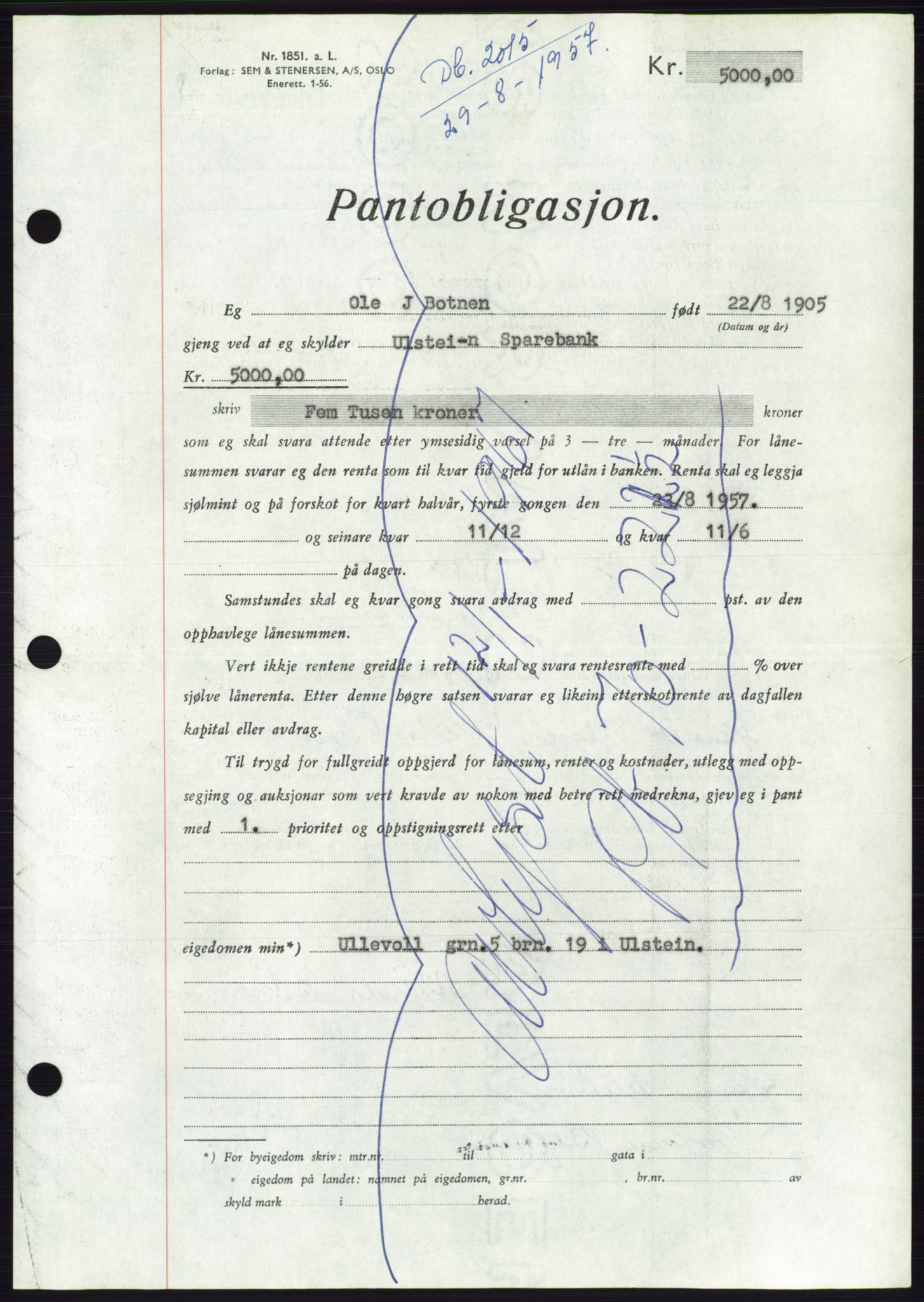 Søre Sunnmøre sorenskriveri, AV/SAT-A-4122/1/2/2C/L0130: Pantebok nr. 18B, 1957-1958, Dagboknr: 2015/1957