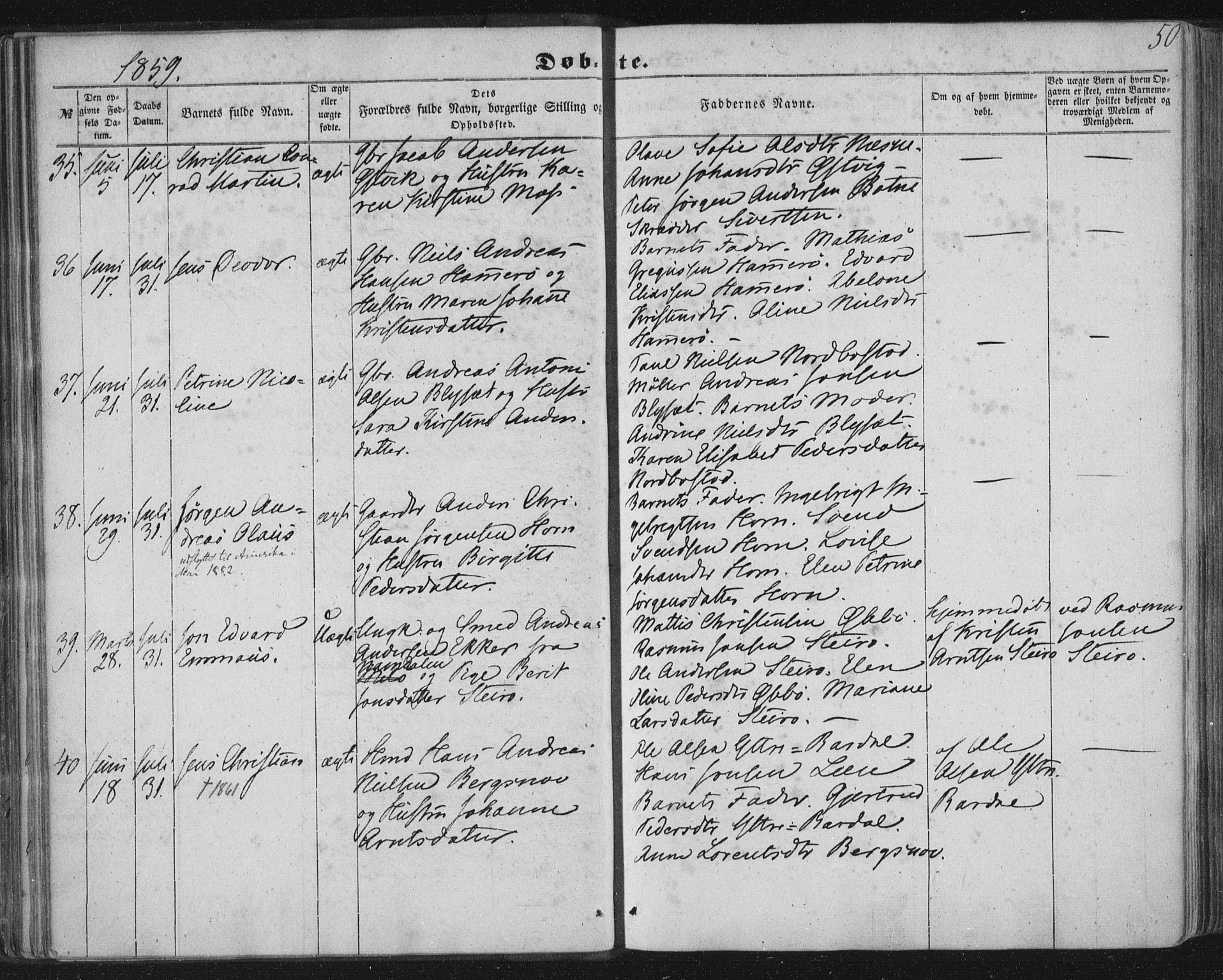 Ministerialprotokoller, klokkerbøker og fødselsregistre - Nordland, AV/SAT-A-1459/838/L0550: Ministerialbok nr. 838A08, 1855-1865, s. 50