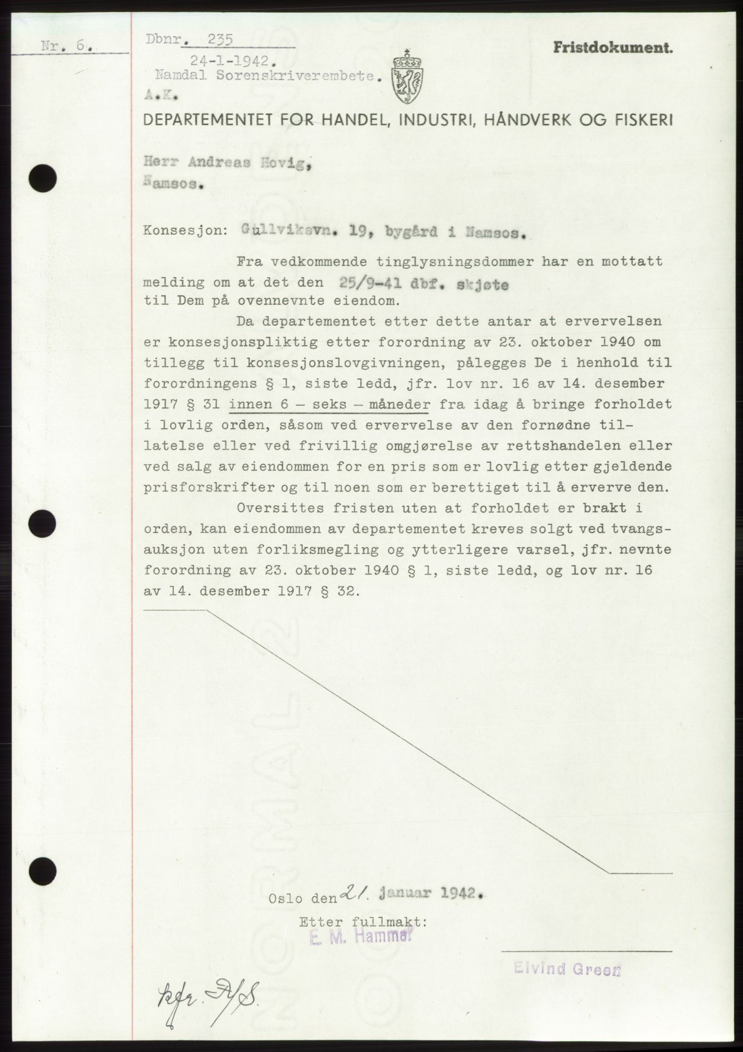 Namdal sorenskriveri, SAT/A-4133/1/2/2C: Pantebok nr. -, 1941-1942, Dagboknr: 235/1942