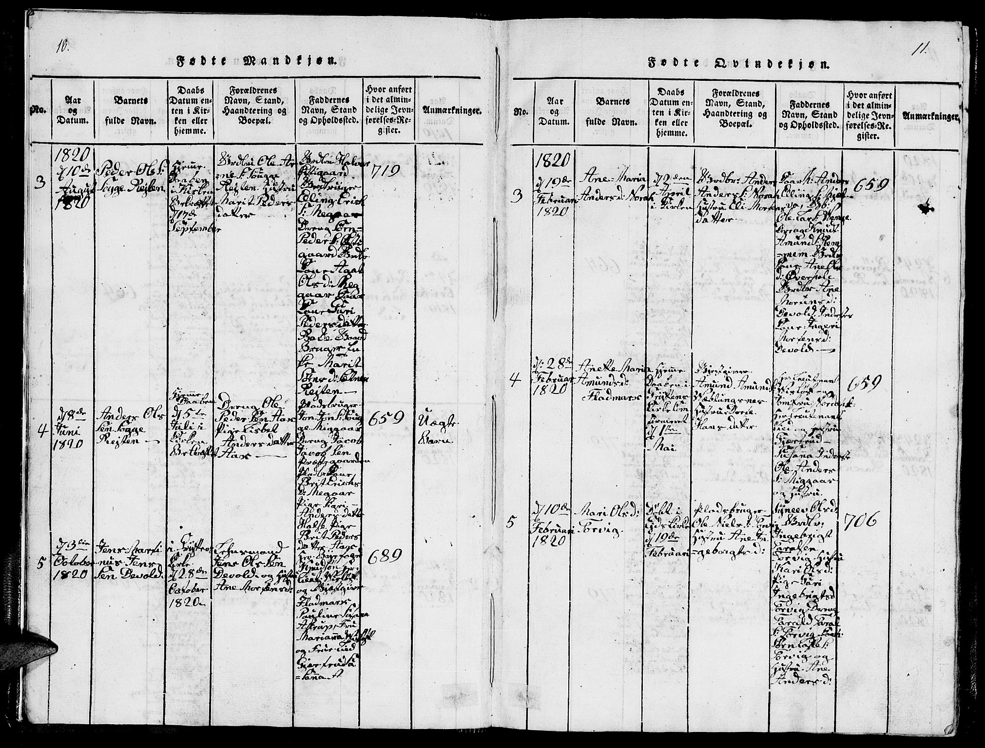 Ministerialprotokoller, klokkerbøker og fødselsregistre - Møre og Romsdal, AV/SAT-A-1454/544/L0579: Klokkerbok nr. 544C01, 1818-1836, s. 10-11