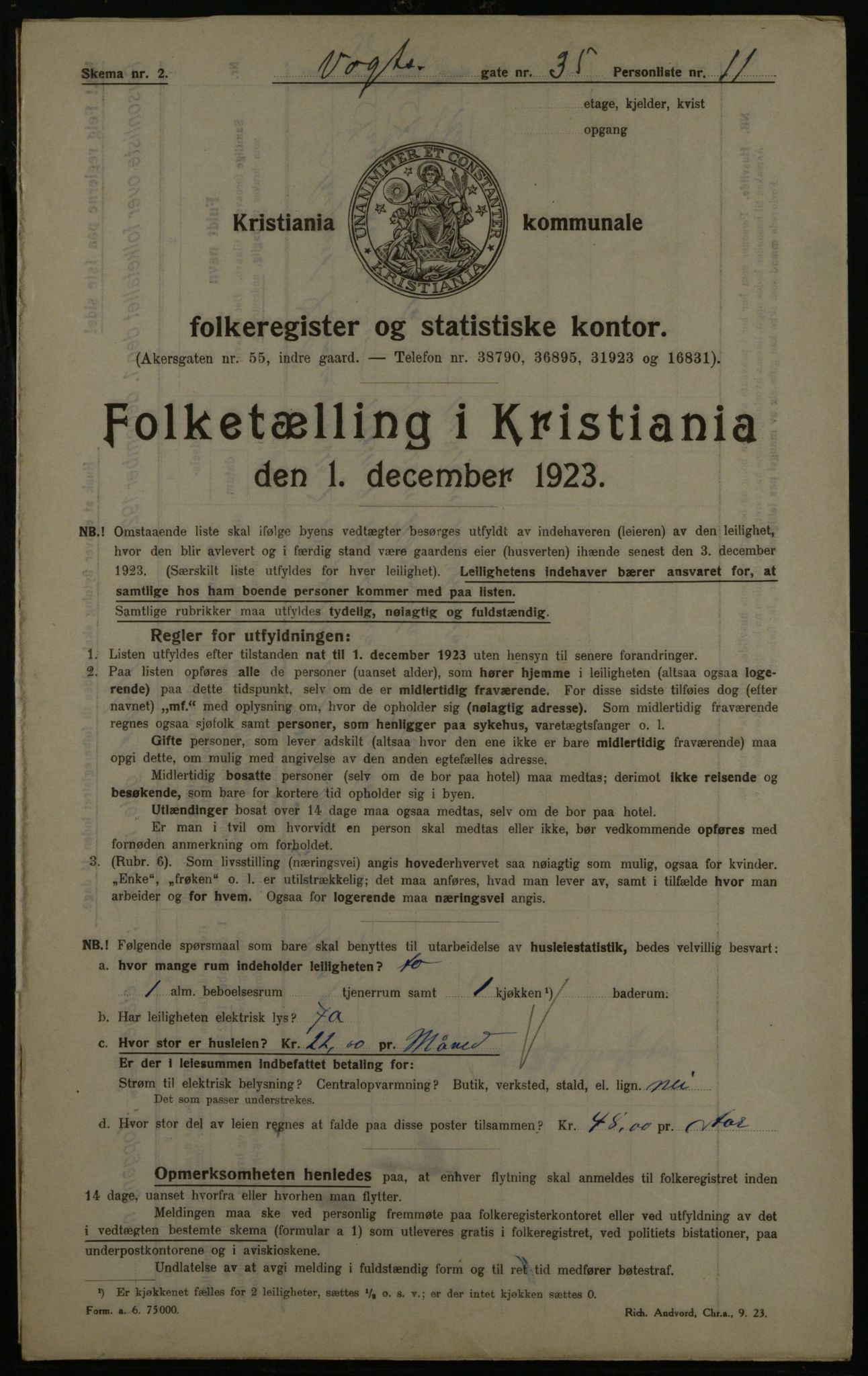 OBA, Kommunal folketelling 1.12.1923 for Kristiania, 1923, s. 137432