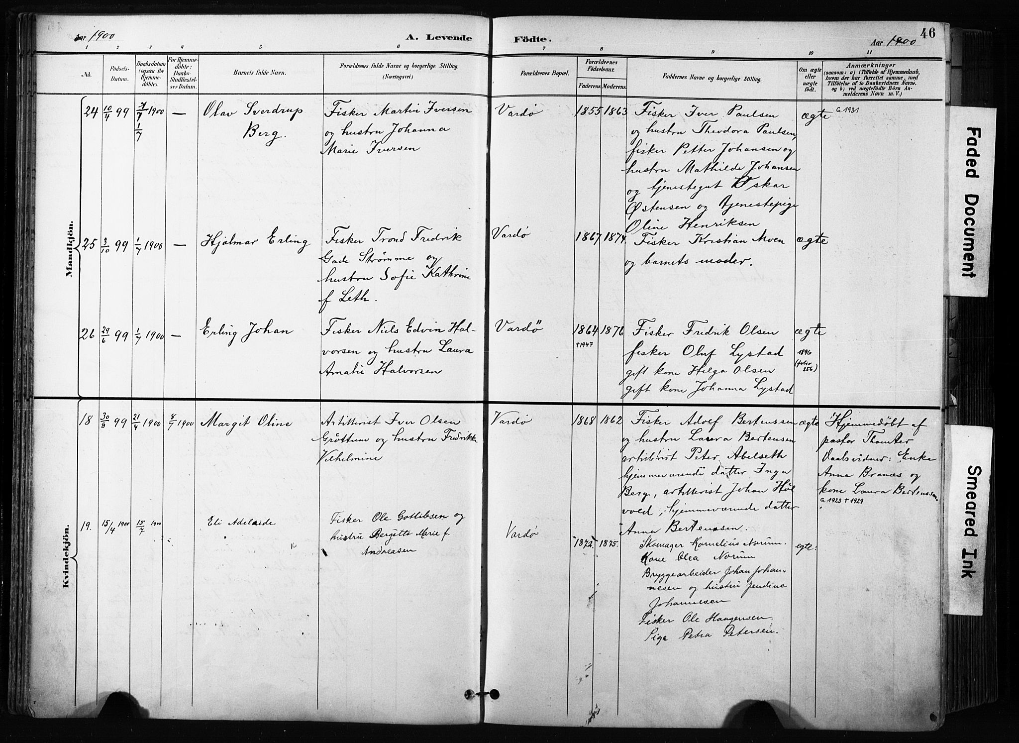 Vardø sokneprestkontor, AV/SATØ-S-1332/H/Ha/L0010kirke: Ministerialbok nr. 10, 1895-1907, s. 46