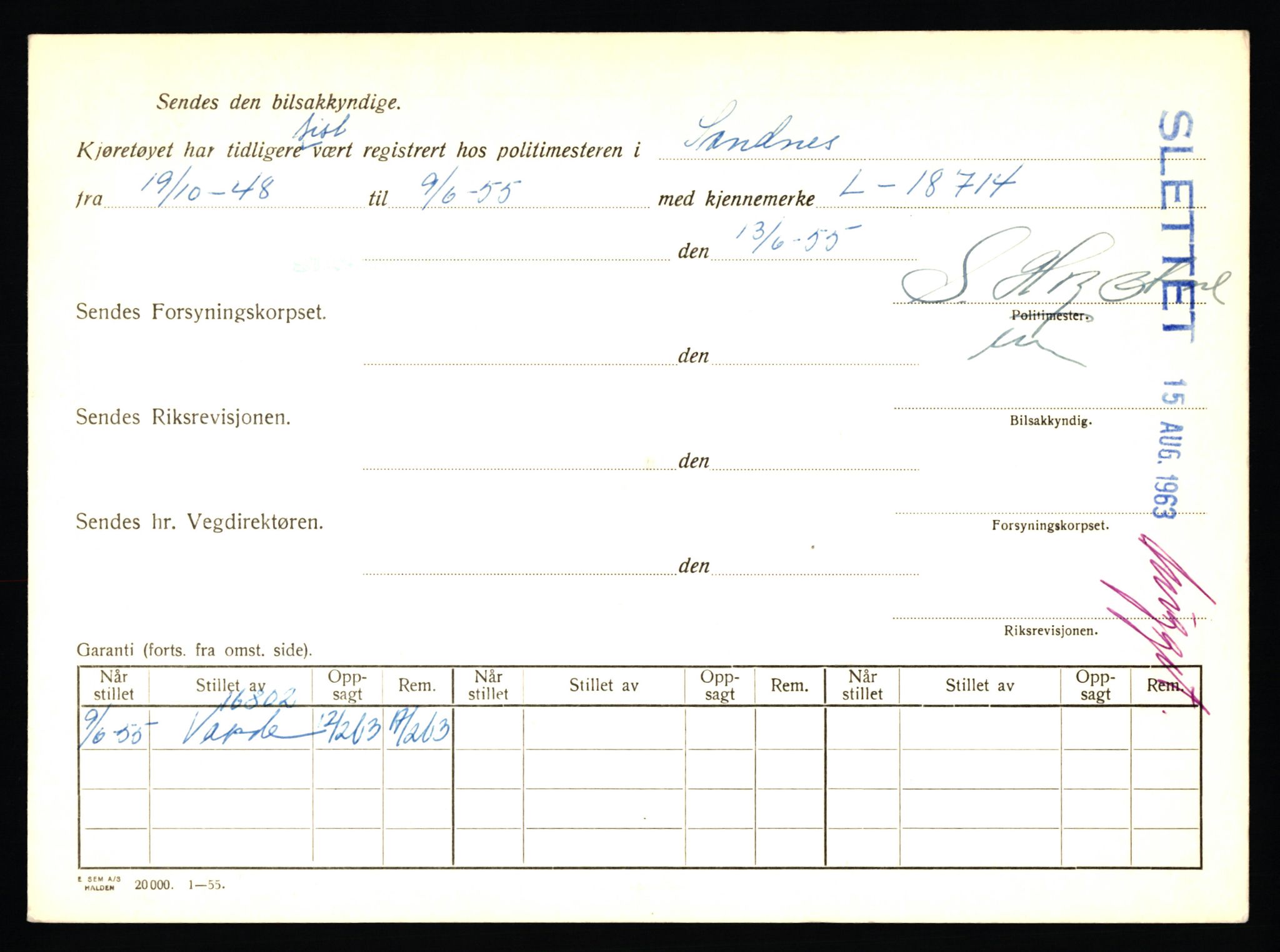 Stavanger trafikkstasjon, SAST/A-101942/0/F/L0010: L-3350 - L-3699, 1930-1971, s. 260