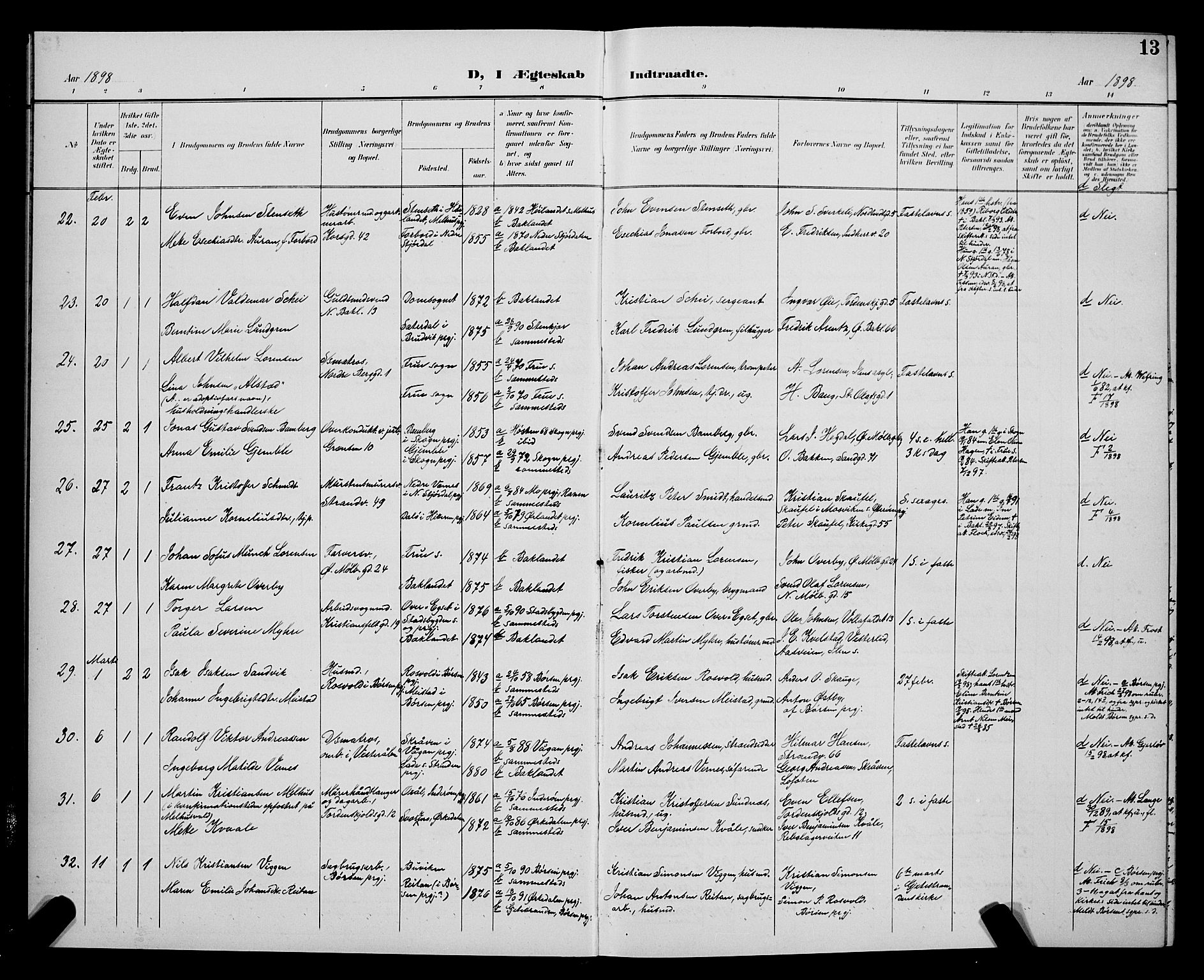 Ministerialprotokoller, klokkerbøker og fødselsregistre - Sør-Trøndelag, SAT/A-1456/604/L0226: Klokkerbok nr. 604C09, 1897-1900, s. 13