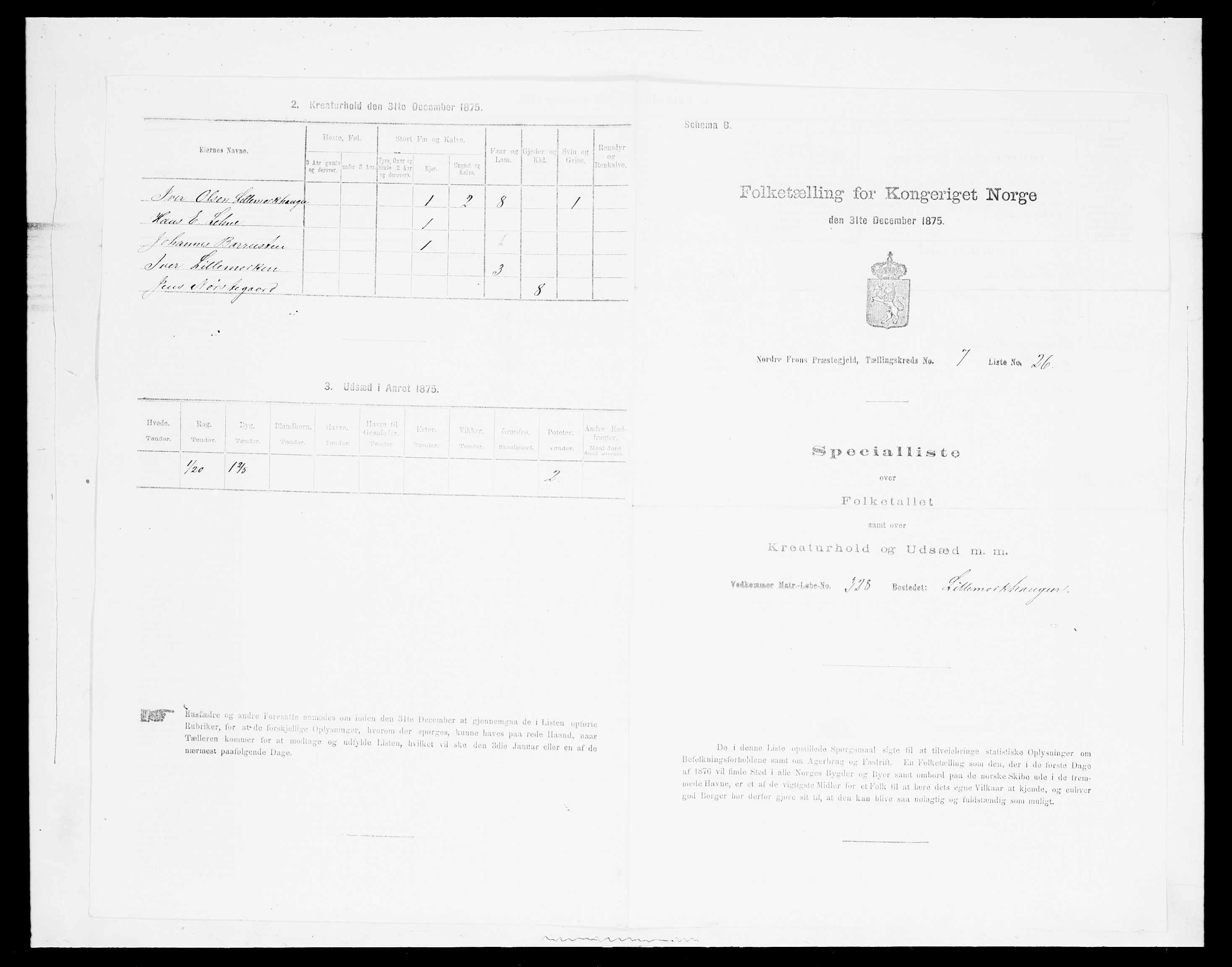 SAH, Folketelling 1875 for 0518P Nord-Fron prestegjeld, 1875, s. 1195