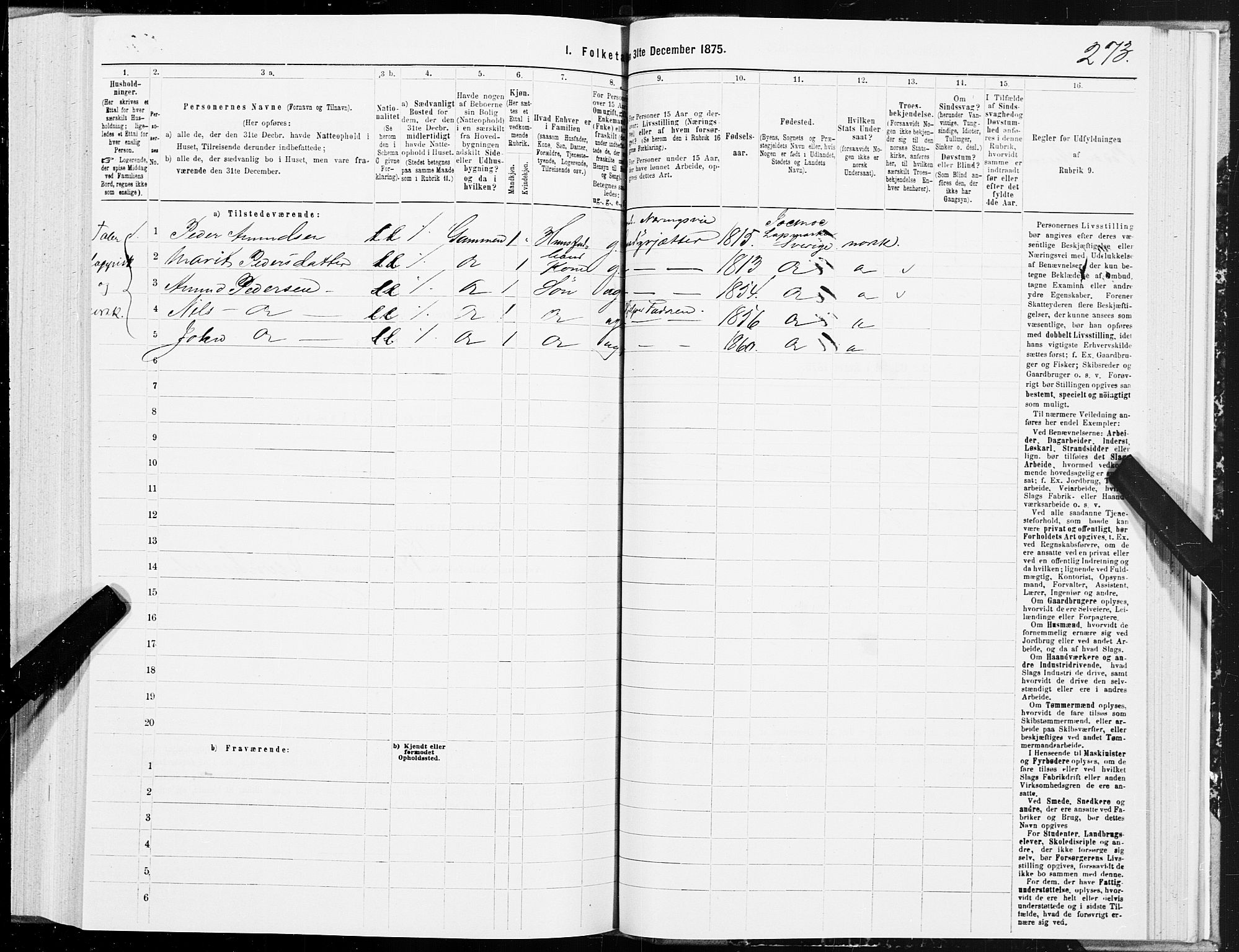 SAT, Folketelling 1875 for 1849P Hamarøy prestegjeld, 1875, s. 2273