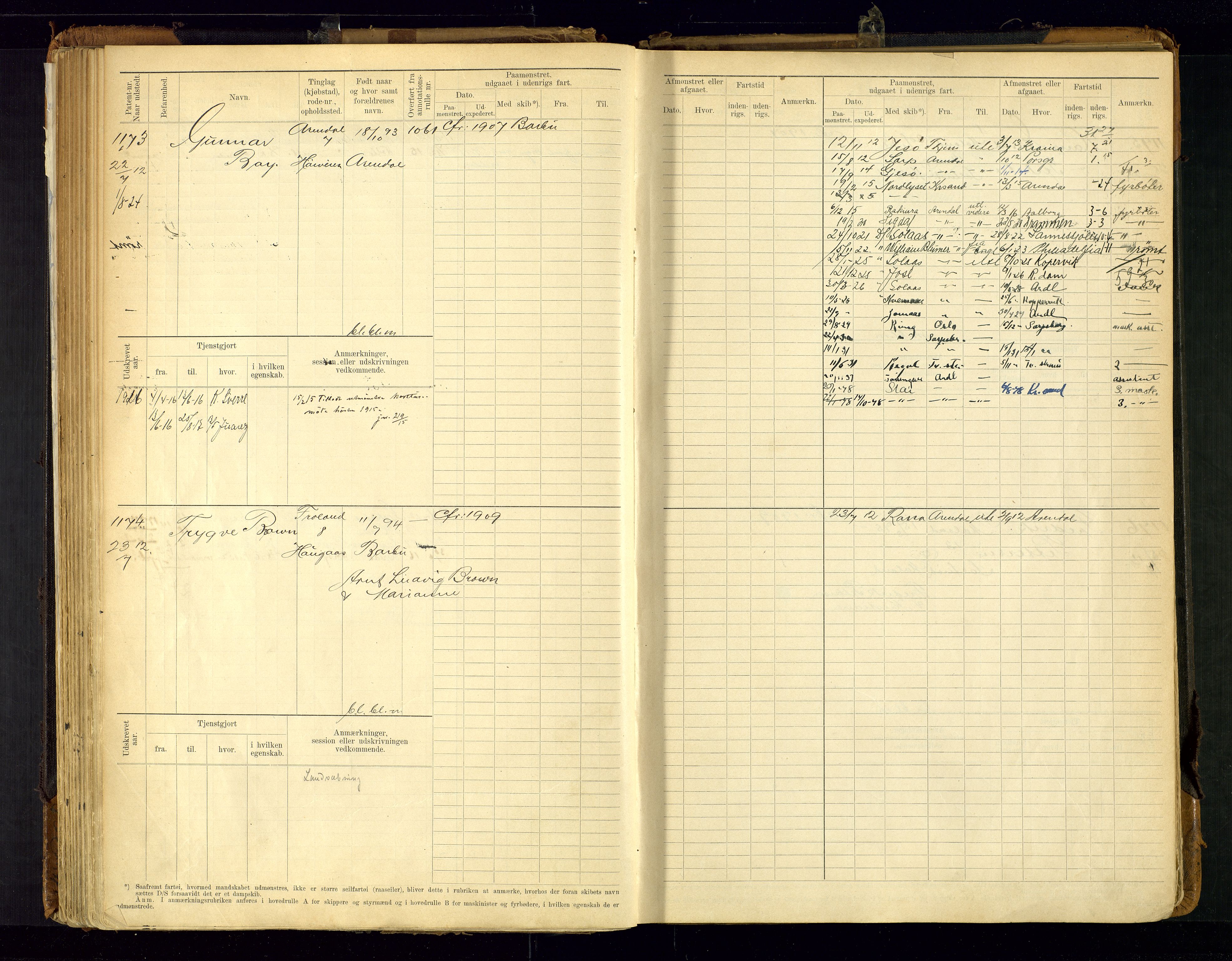 Arendal mønstringskrets, SAK/2031-0012/F/Fb/L0021: Hovedrulle A nr 969-1465, S-19, 1910-1914, s. 107