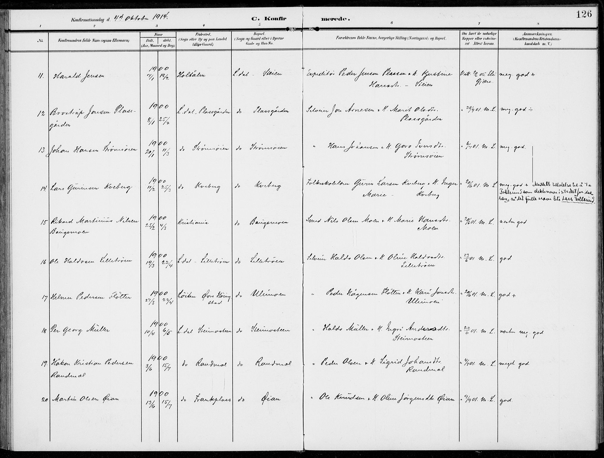 Alvdal prestekontor, SAH/PREST-060/H/Ha/Haa/L0004: Ministerialbok nr. 4, 1907-1919, s. 126