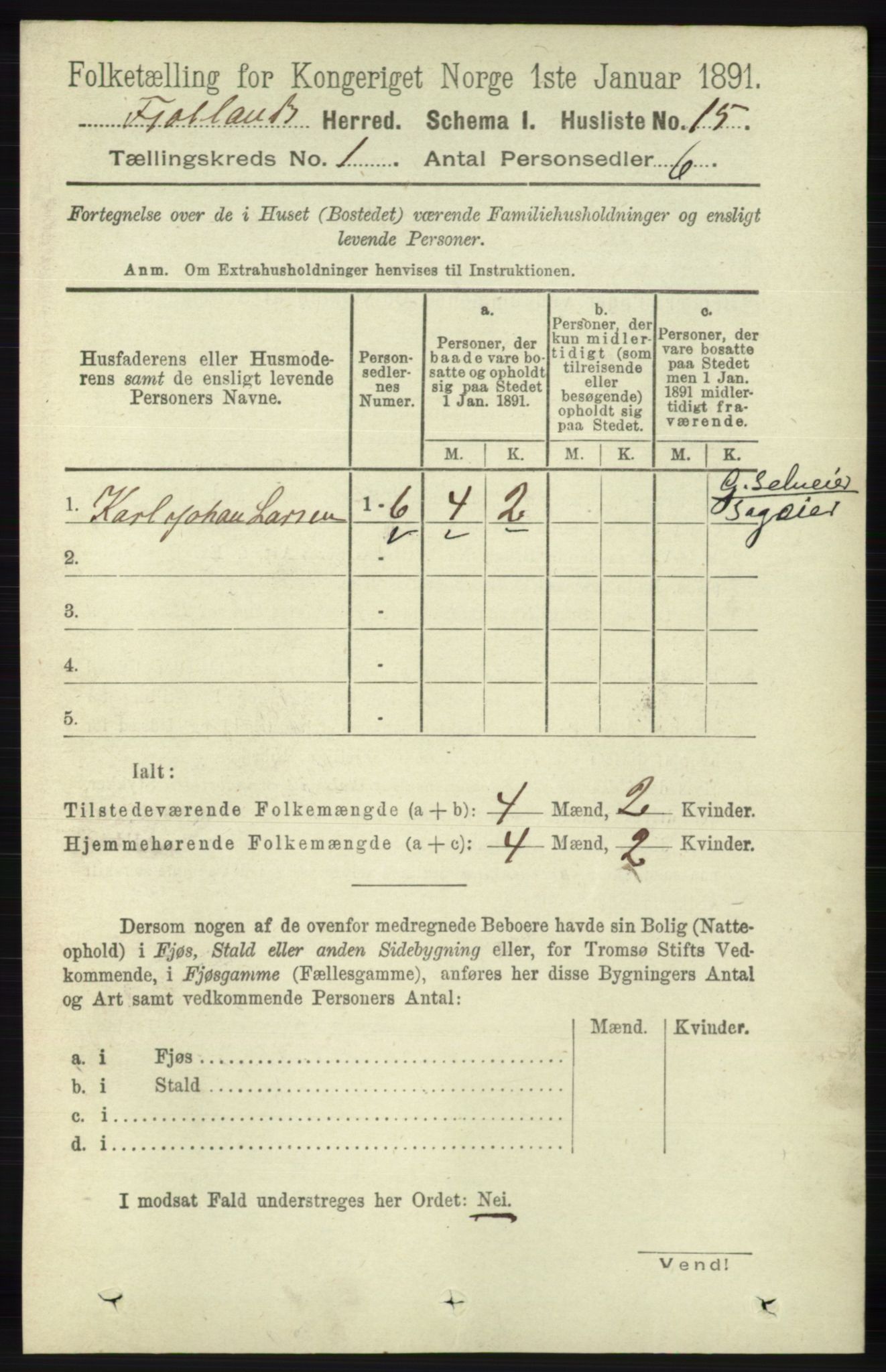 RA, Folketelling 1891 for 1036 Fjotland herred, 1891, s. 39