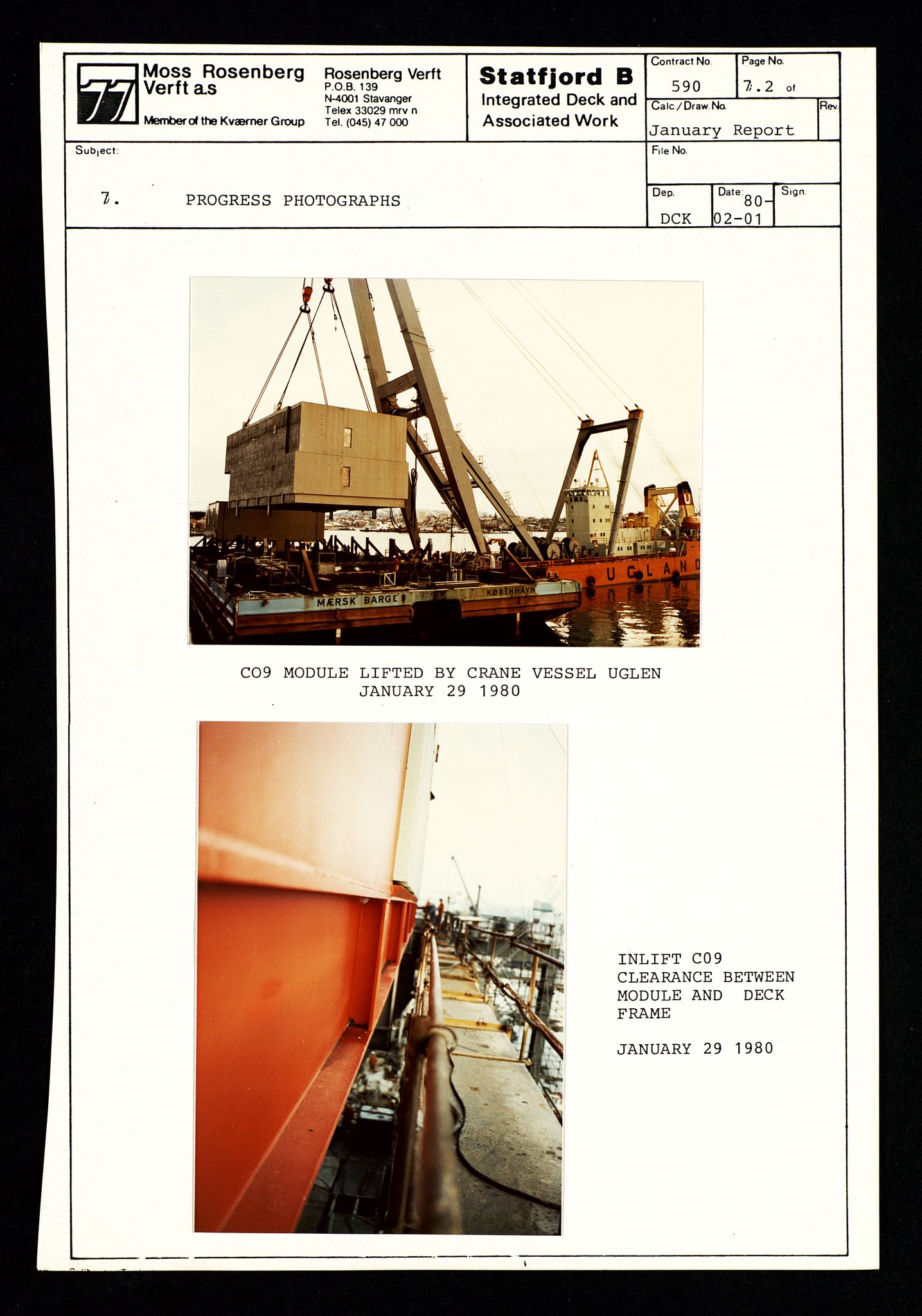 Pa 1400 - Moss Rosenberg Verft A/S, SAST/A-101696/E/Eb/Ebg/L0001: Statfjord B: Deck og offshore, 1979-1982, s. 28