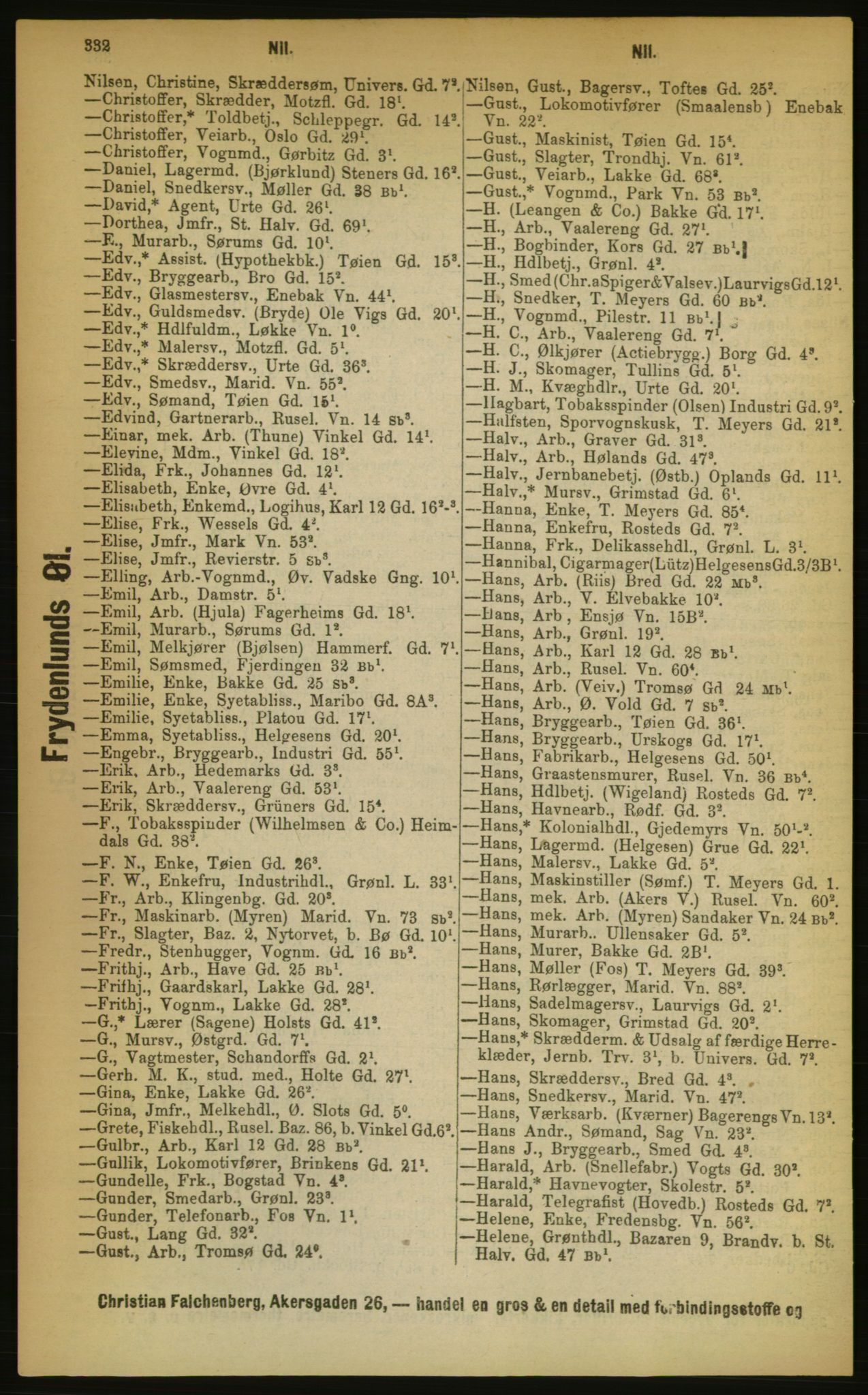 Kristiania/Oslo adressebok, PUBL/-, 1889, s. 332