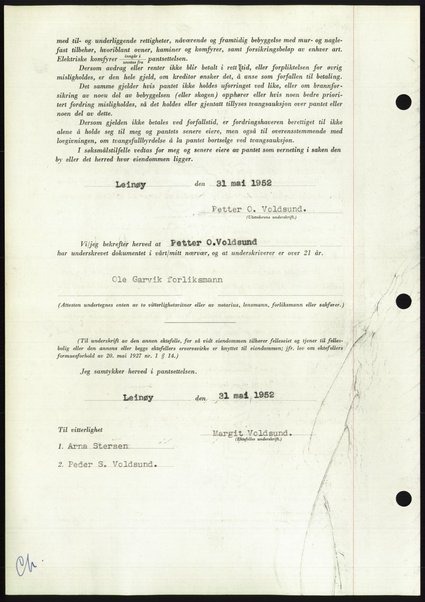 Søre Sunnmøre sorenskriveri, AV/SAT-A-4122/1/2/2C/L0121: Pantebok nr. 9B, 1951-1952, Dagboknr: 1214/1952