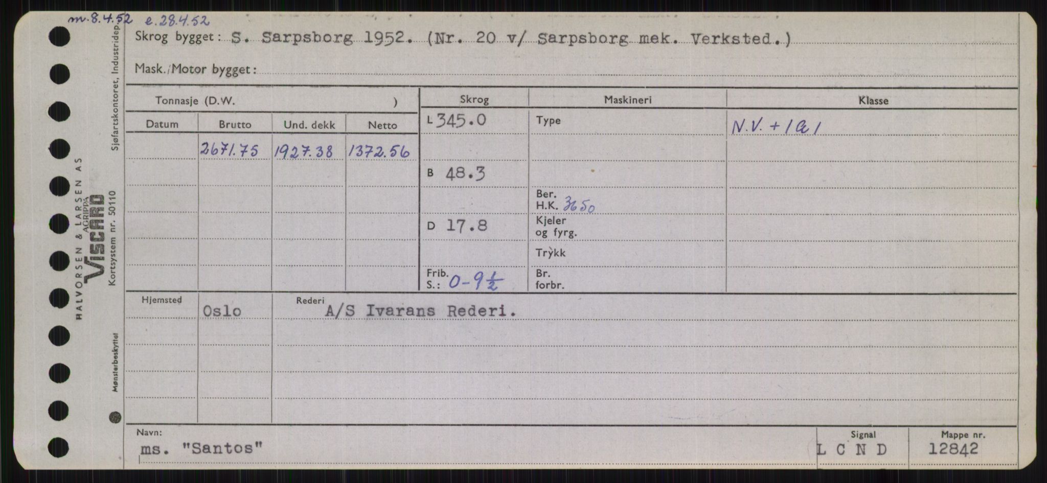 Sjøfartsdirektoratet med forløpere, Skipsmålingen, RA/S-1627/H/Hb/L0004: Fartøy, O-S, s. 291