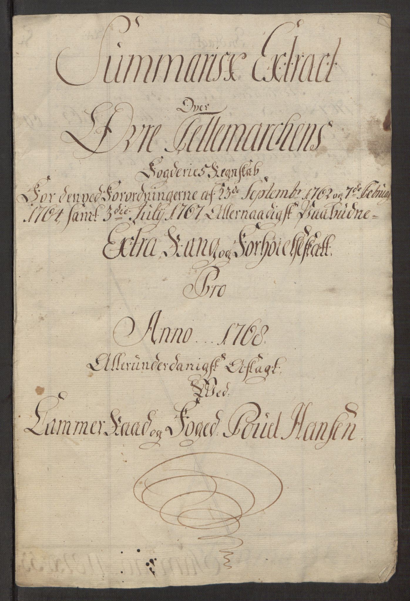 Rentekammeret inntil 1814, Reviderte regnskaper, Fogderegnskap, RA/EA-4092/R38/L2293: Ekstraskatten Øvre Telemark, 1762-1770, s. 105