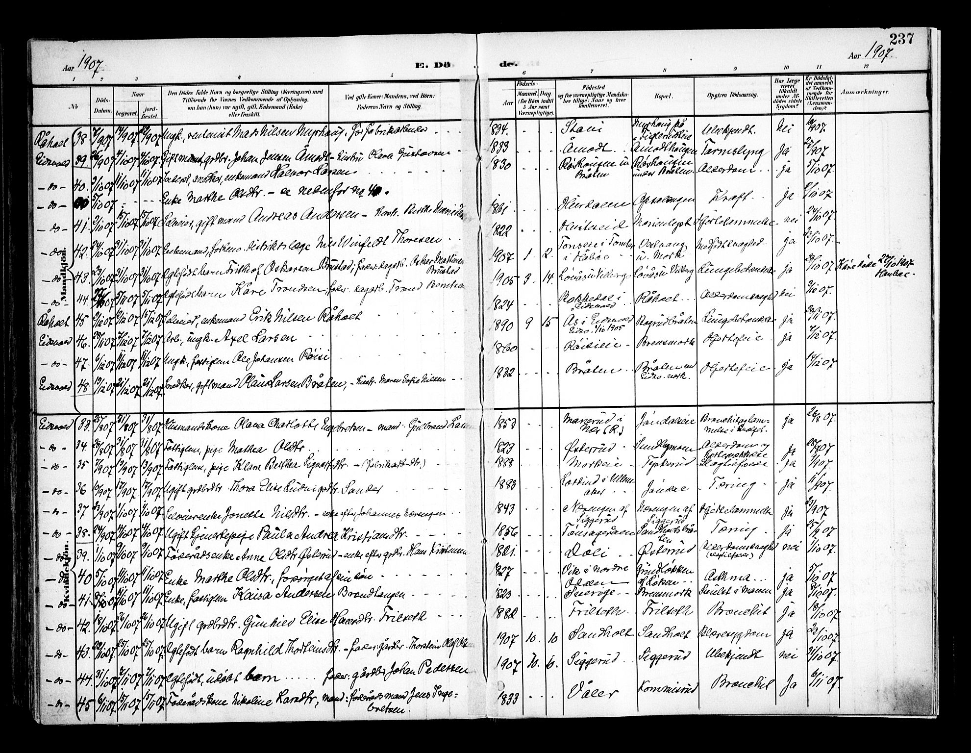 Eidsvoll prestekontor Kirkebøker, AV/SAO-A-10888/F/Fa/L0006: Ministerialbok nr. I 6, 1900-1907, s. 237
