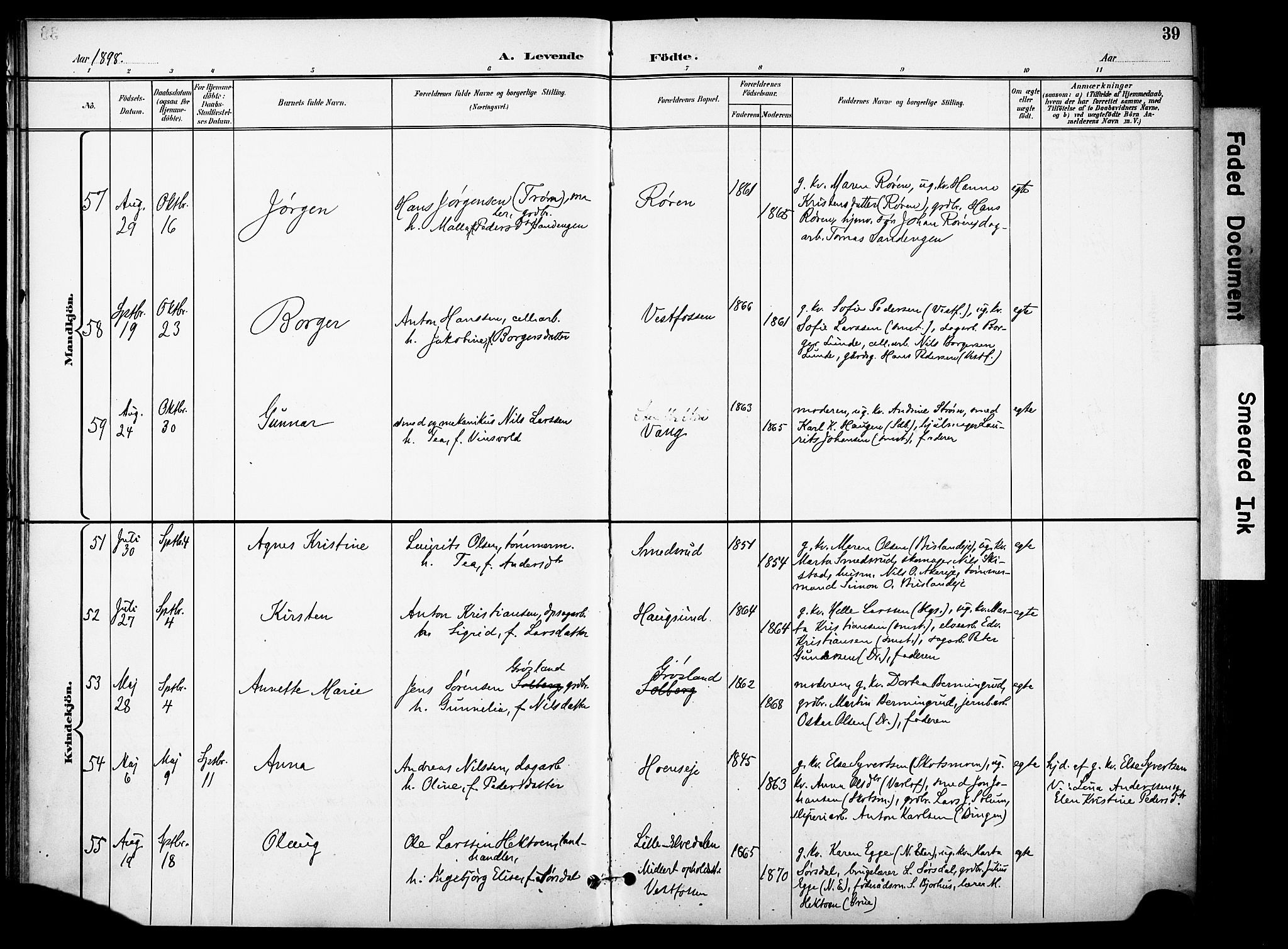 Eiker kirkebøker, AV/SAKO-A-4/F/Fb/L0003: Ministerialbok nr. II 3, 1896-1942, s. 39