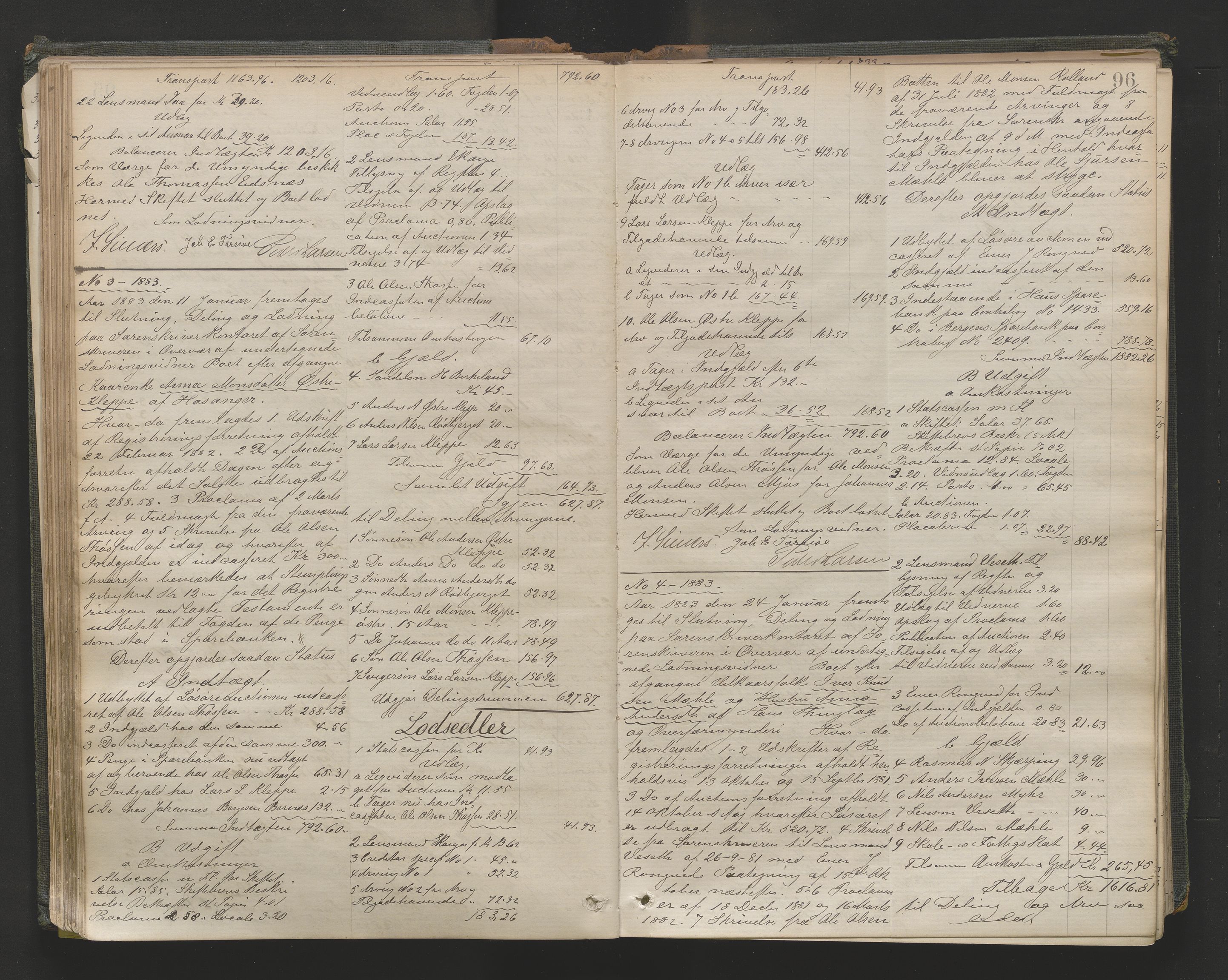 Nordhordland sorenskrivar, AV/SAB-A-2901/1/H/Hd/Hda/L0010: Skifteutlodningsprotokollar, 1881-1889, s. 96
