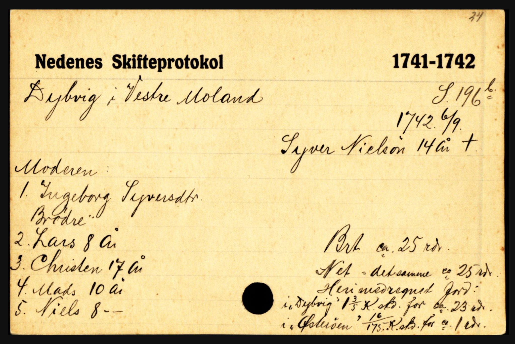 Nedenes sorenskriveri før 1824, AV/SAK-1221-0007/H, s. 5461