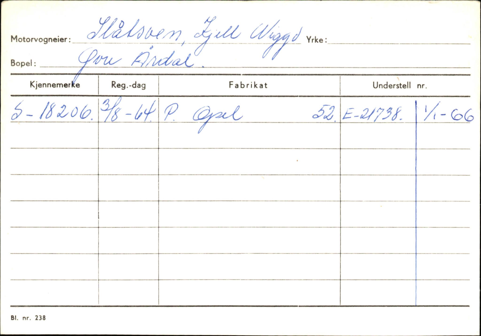 Statens vegvesen, Sogn og Fjordane vegkontor, AV/SAB-A-5301/4/F/L0146: Registerkort Årdal R-Å samt diverse kort, 1945-1975, s. 464