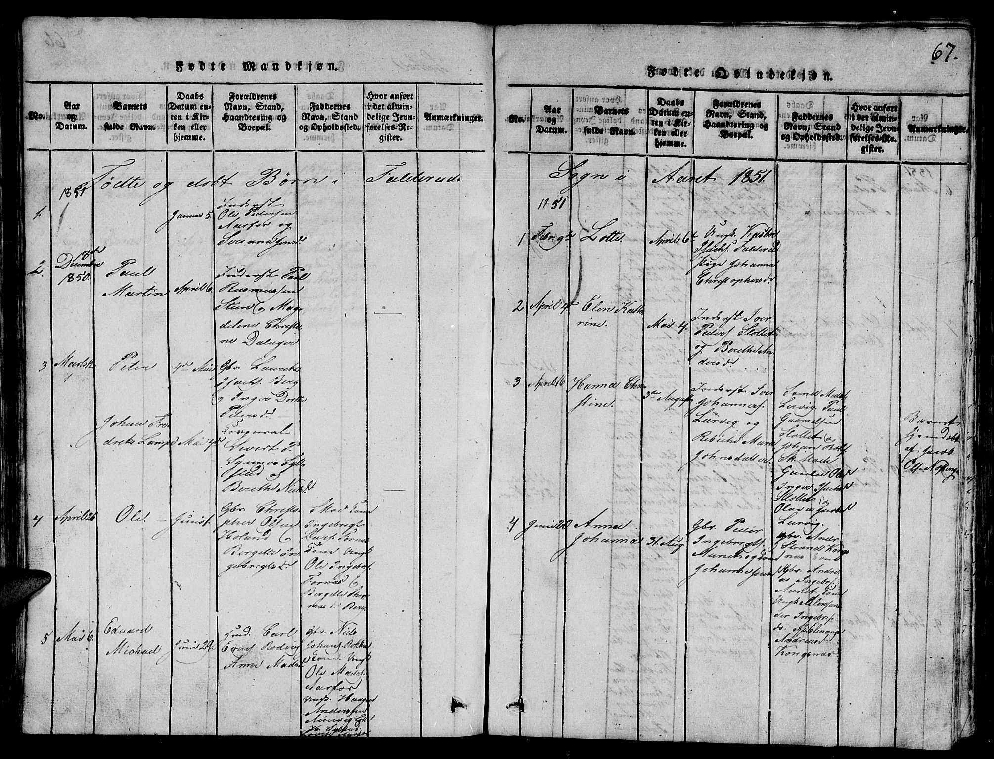 Ministerialprotokoller, klokkerbøker og fødselsregistre - Nord-Trøndelag, SAT/A-1458/780/L0648: Klokkerbok nr. 780C01 /3, 1815-1877, s. 67