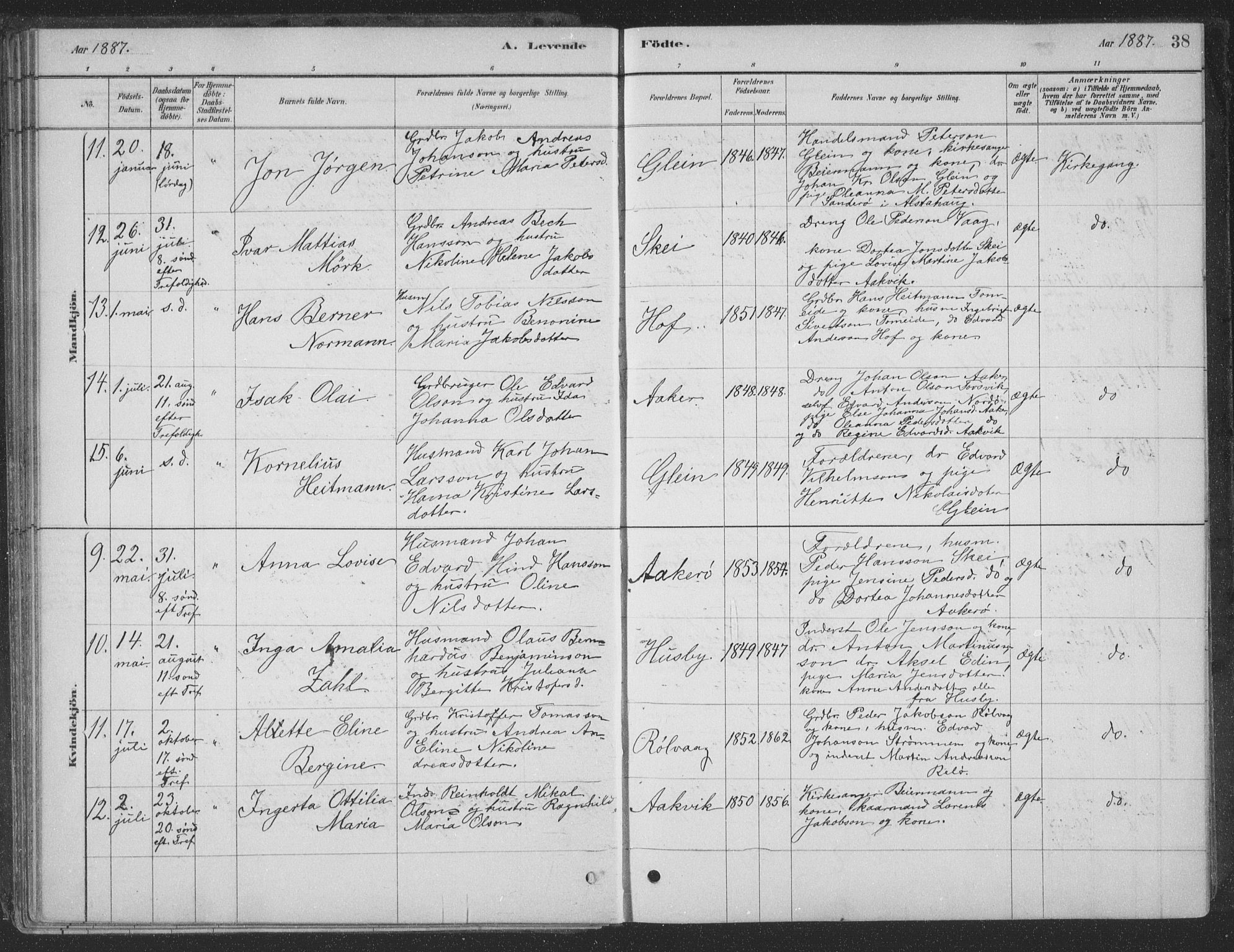 Ministerialprotokoller, klokkerbøker og fødselsregistre - Nordland, AV/SAT-A-1459/835/L0532: Klokkerbok nr. 835C04, 1880-1905, s. 38