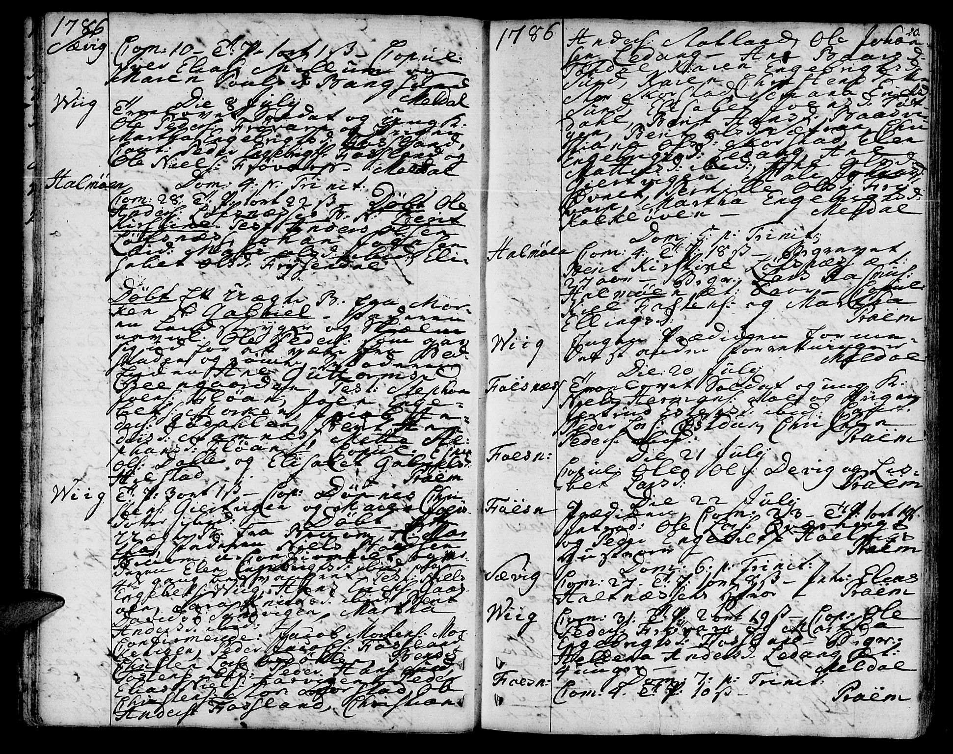 Ministerialprotokoller, klokkerbøker og fødselsregistre - Nord-Trøndelag, SAT/A-1458/773/L0608: Ministerialbok nr. 773A02, 1784-1816, s. 20