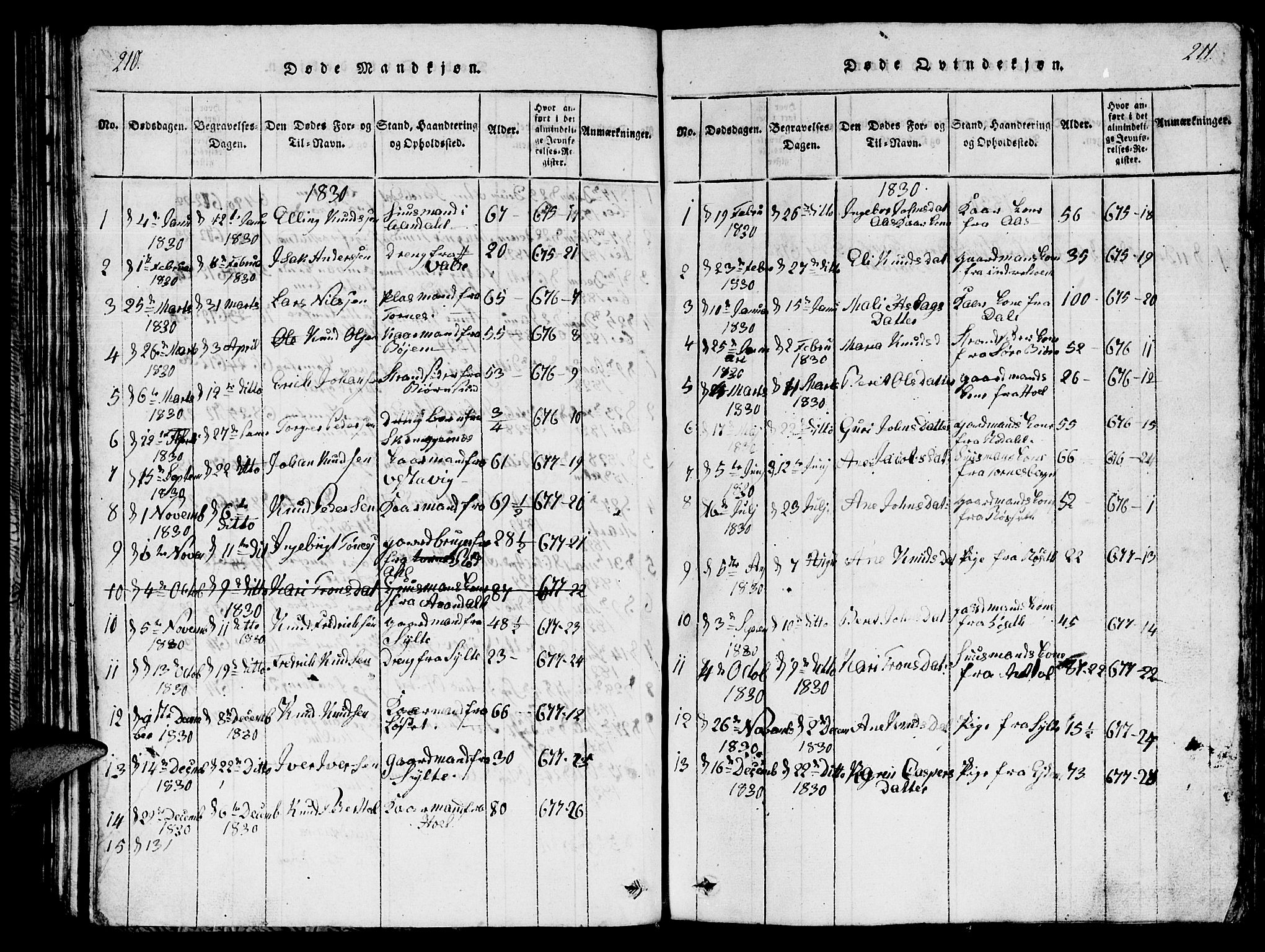 Ministerialprotokoller, klokkerbøker og fødselsregistre - Møre og Romsdal, AV/SAT-A-1454/565/L0752: Klokkerbok nr. 565C01, 1817-1844, s. 210-211