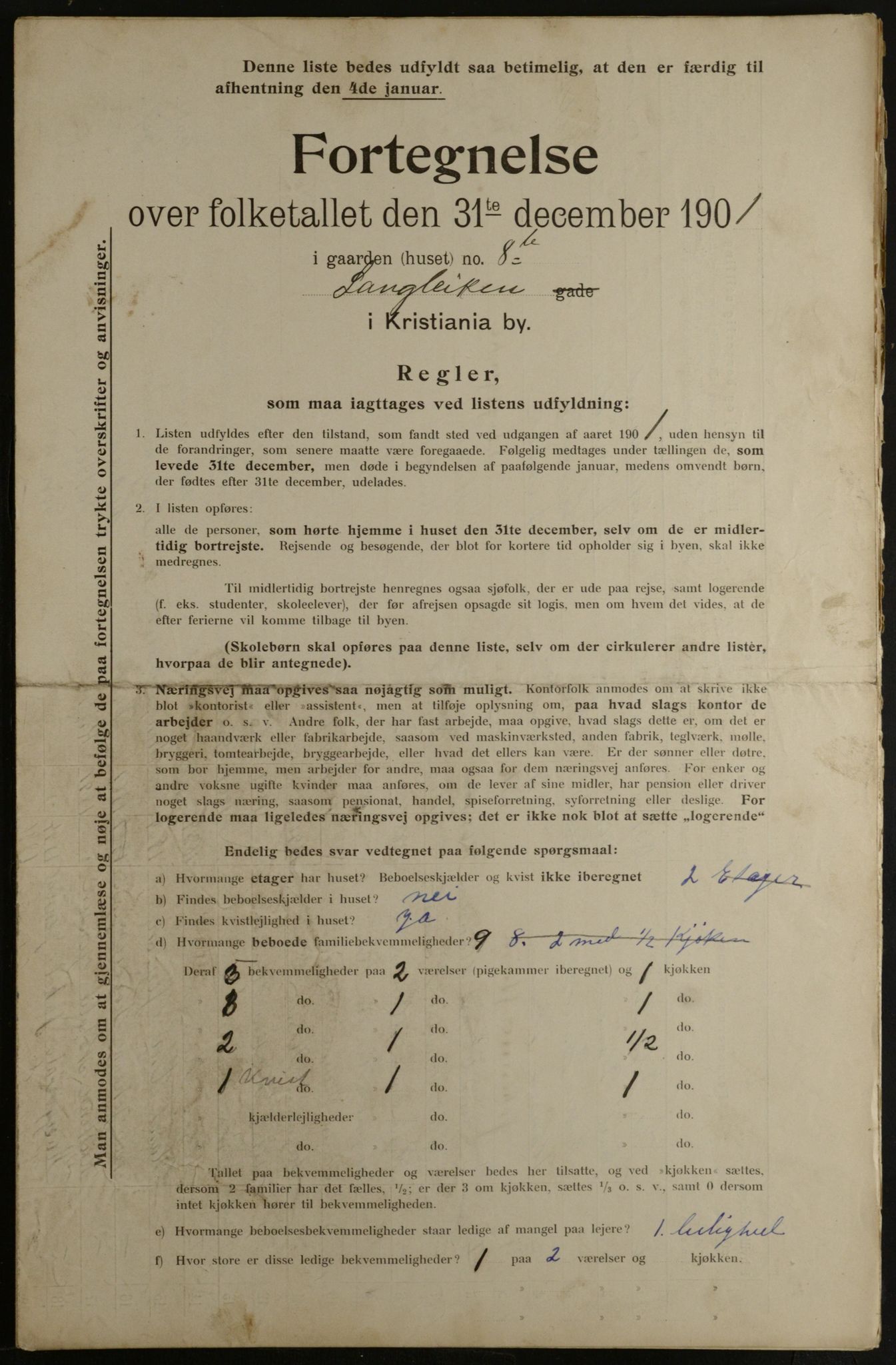 OBA, Kommunal folketelling 31.12.1901 for Kristiania kjøpstad, 1901, s. 8809