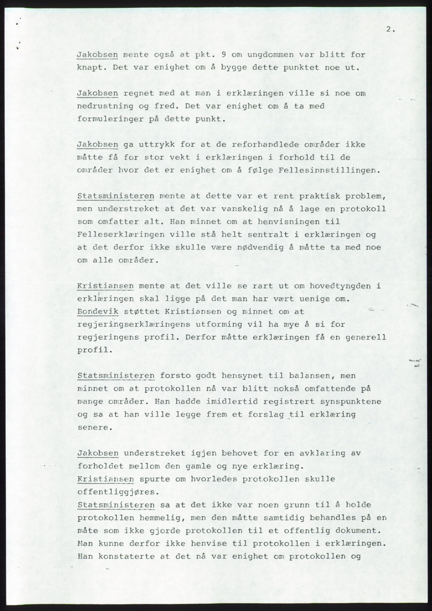 Forhandlingsmøtene 1983 mellom Høyre, KrF og Senterpartiet om dannelse av regjering, AV/RA-PA-0696/A/L0001: Forhandlingsprotokoll, 1983, s. 18