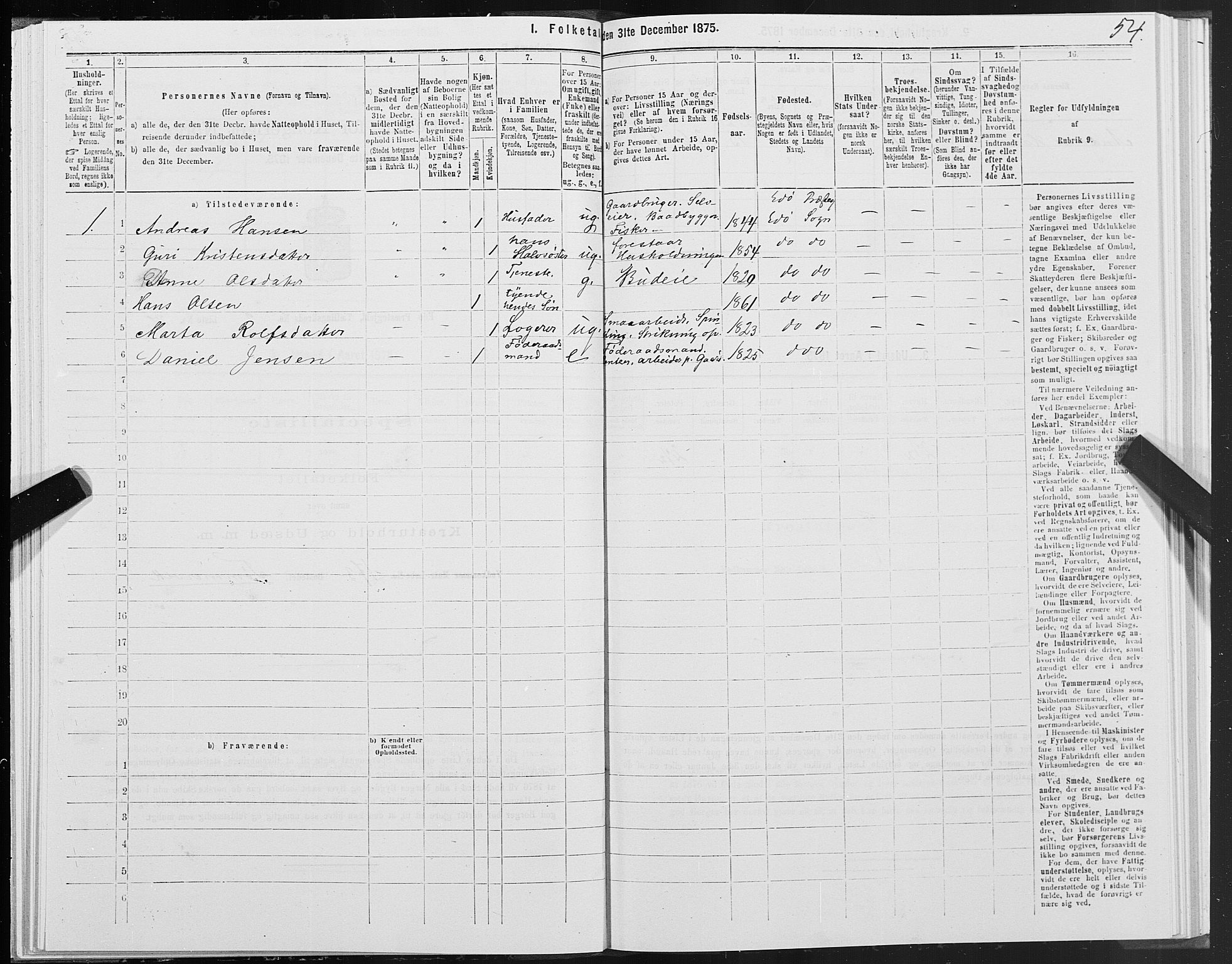 SAT, Folketelling 1875 for 1573P Edøy prestegjeld, 1875, s. 4054