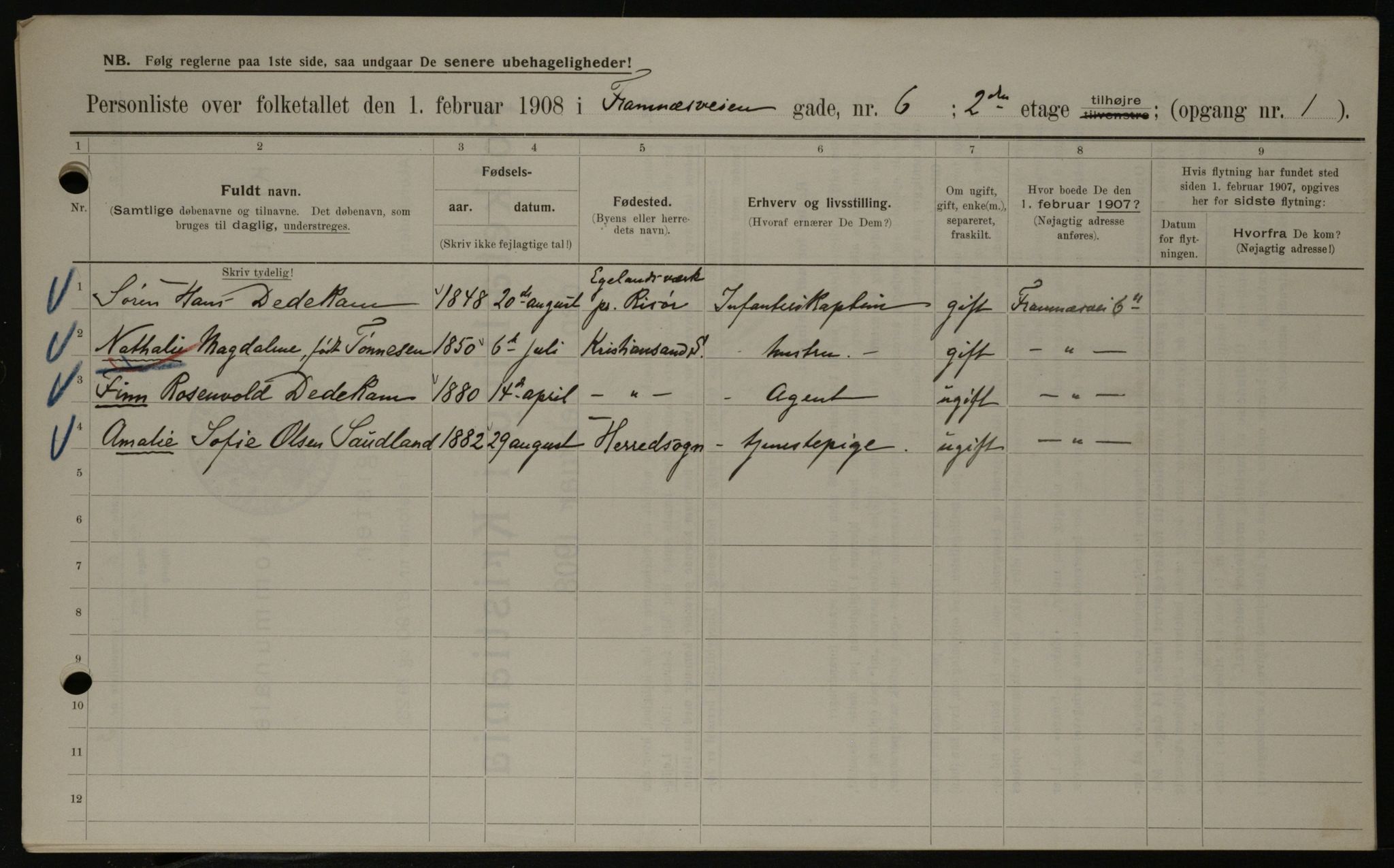 OBA, Kommunal folketelling 1.2.1908 for Kristiania kjøpstad, 1908, s. 22994