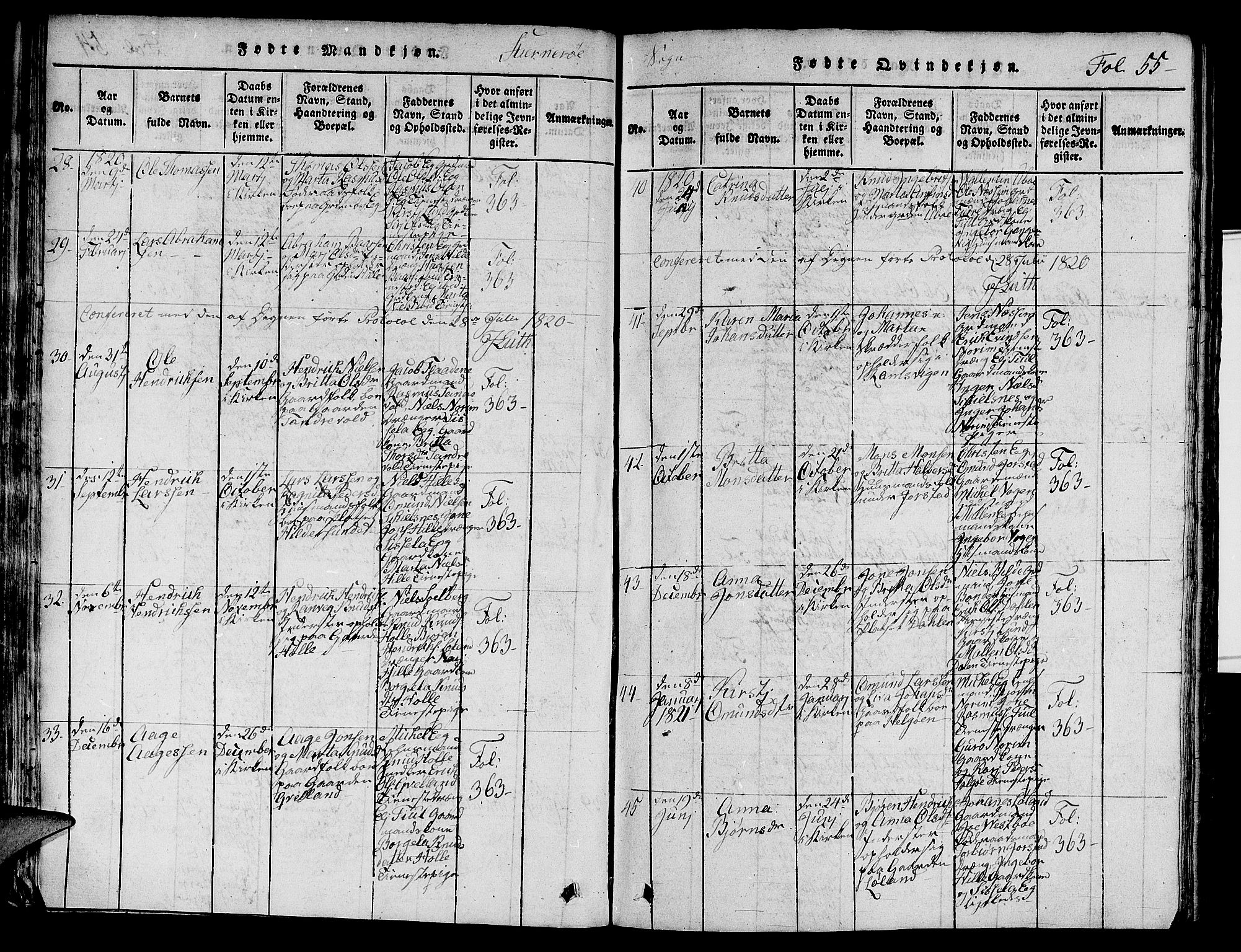 Nedstrand sokneprestkontor, AV/SAST-A-101841/01/V: Klokkerbok nr. B 1 /2, 1816-1847, s. 55