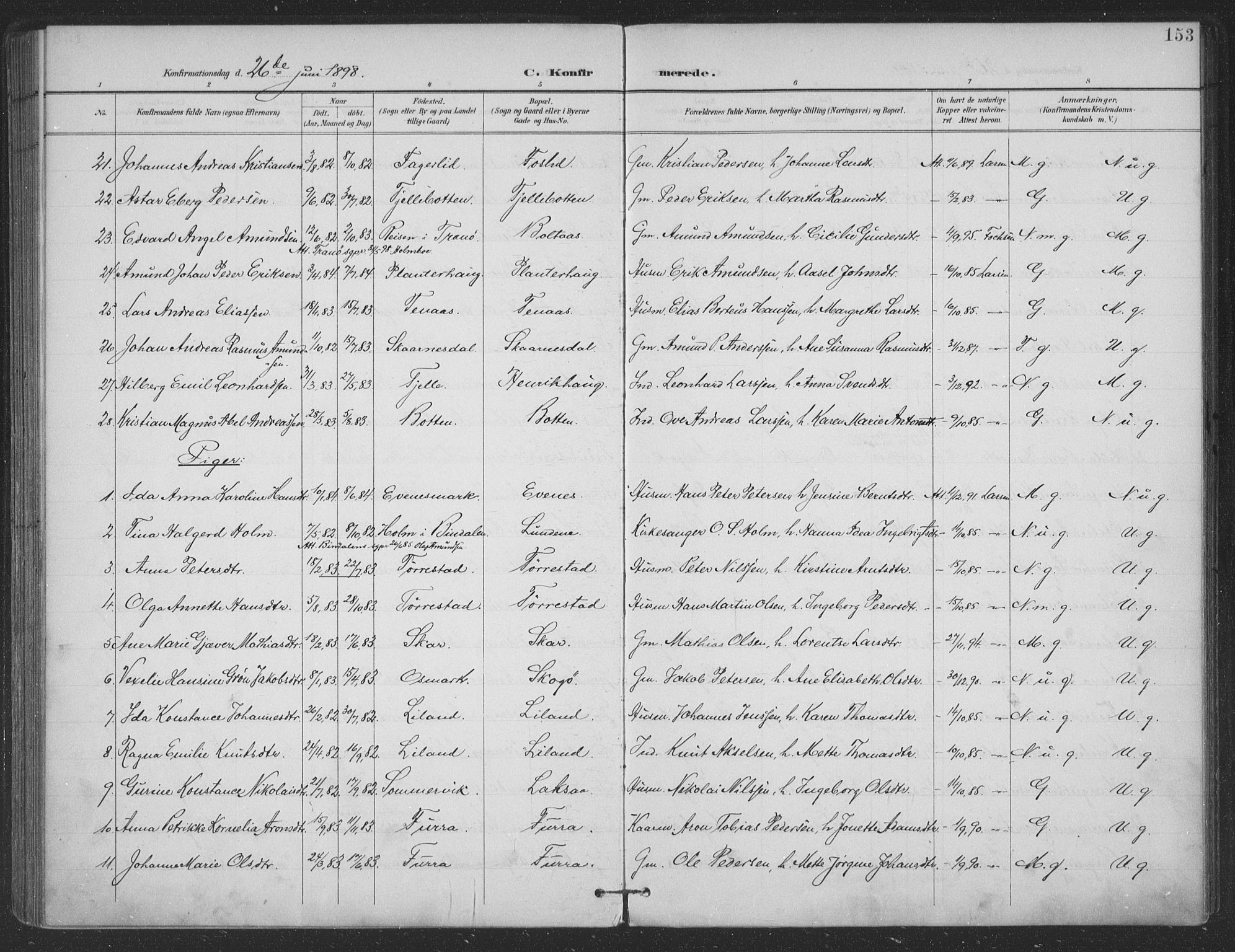 Ministerialprotokoller, klokkerbøker og fødselsregistre - Nordland, SAT/A-1459/863/L0899: Ministerialbok nr. 863A11, 1897-1906, s. 153