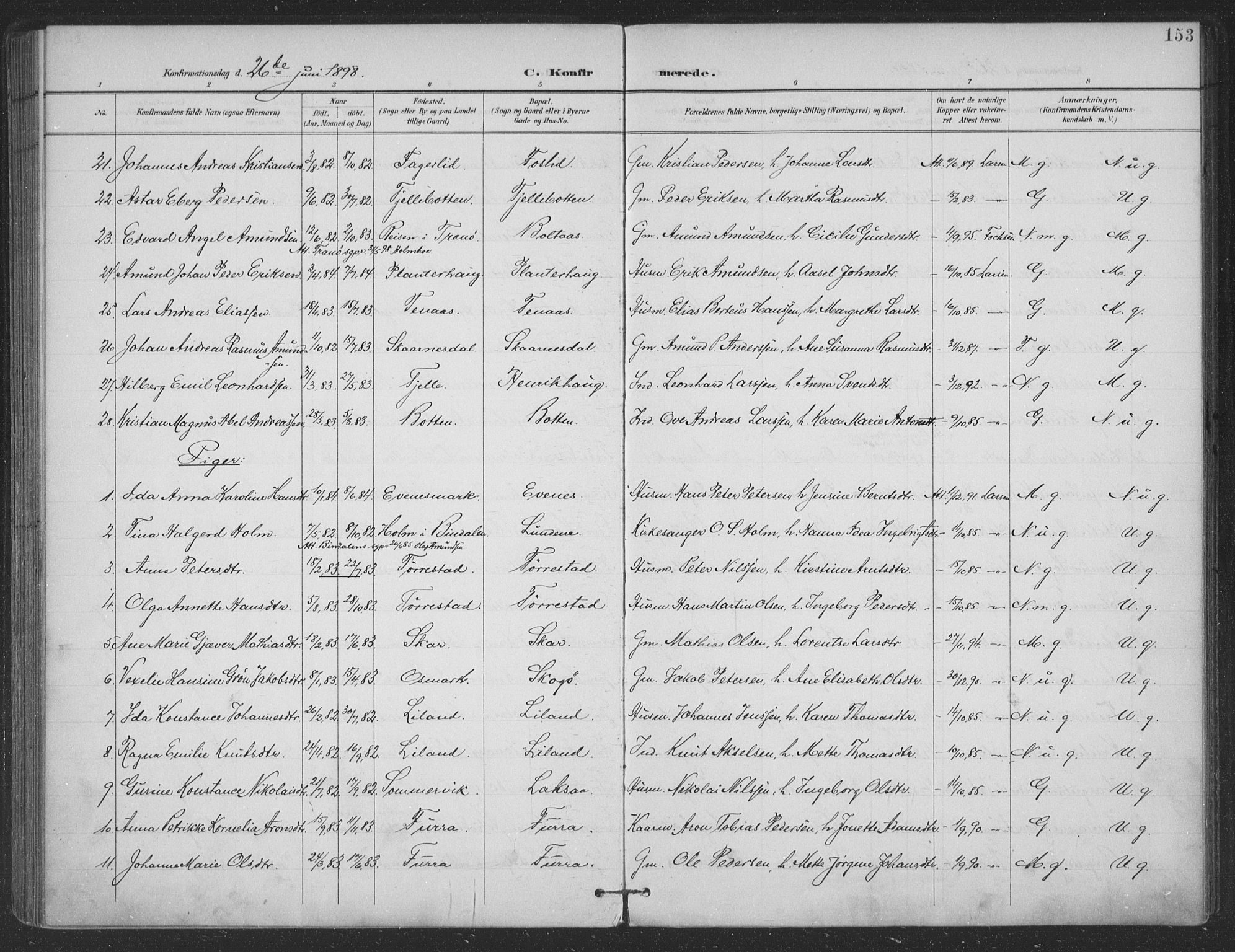 Ministerialprotokoller, klokkerbøker og fødselsregistre - Nordland, AV/SAT-A-1459/863/L0899: Ministerialbok nr. 863A11, 1897-1906, s. 153