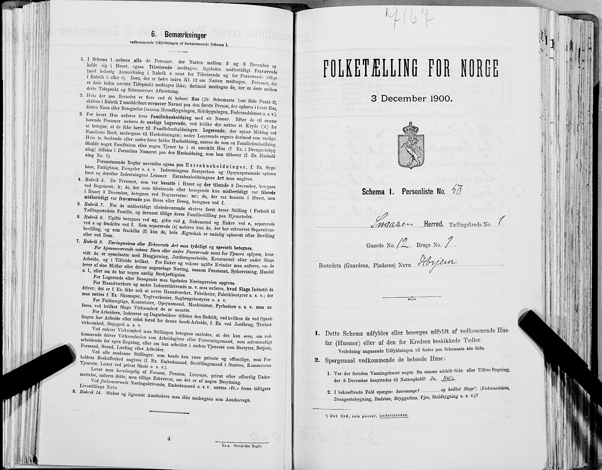 SAT, Folketelling 1900 for 1736 Snåsa herred, 1900, s. 168
