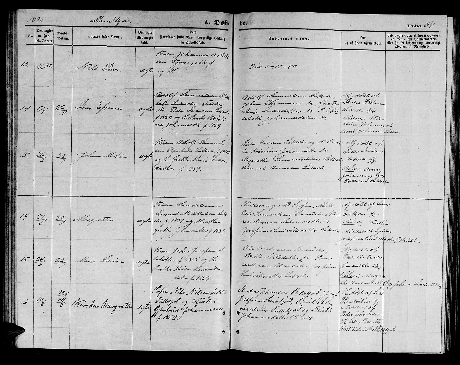 Kistrand/Porsanger sokneprestembete, AV/SATØ-S-1351/H/Hb/L0003.klokk: Klokkerbok nr. 3, 1874-1885, s. 64