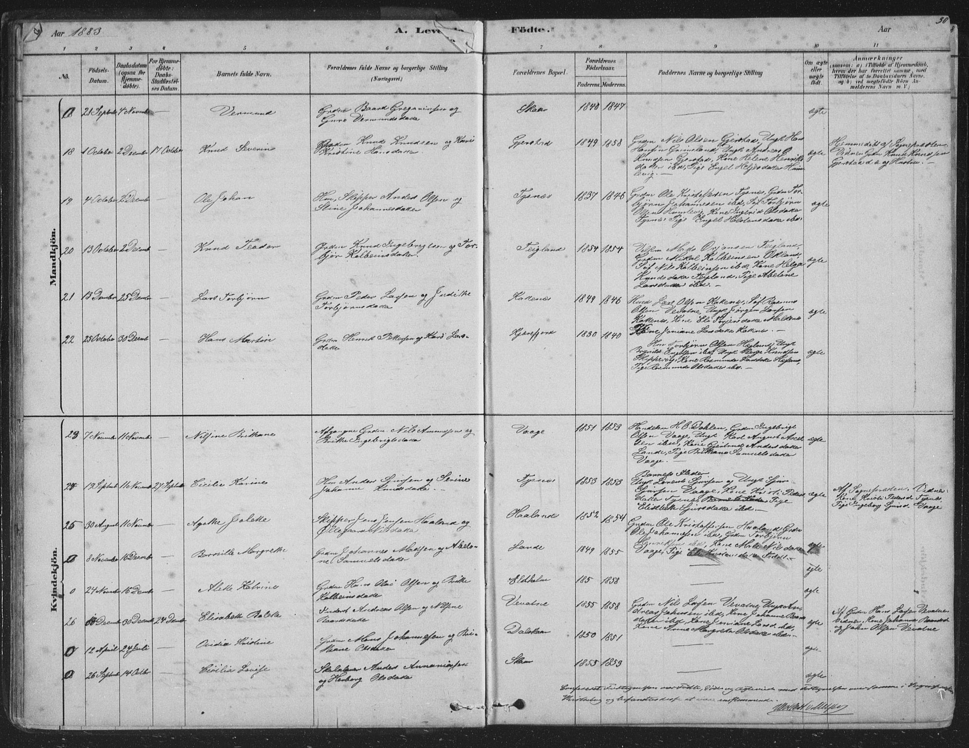 Tysnes sokneprestembete, AV/SAB-A-78601/H/Hab: Klokkerbok nr. B 2, 1878-1918, s. 30