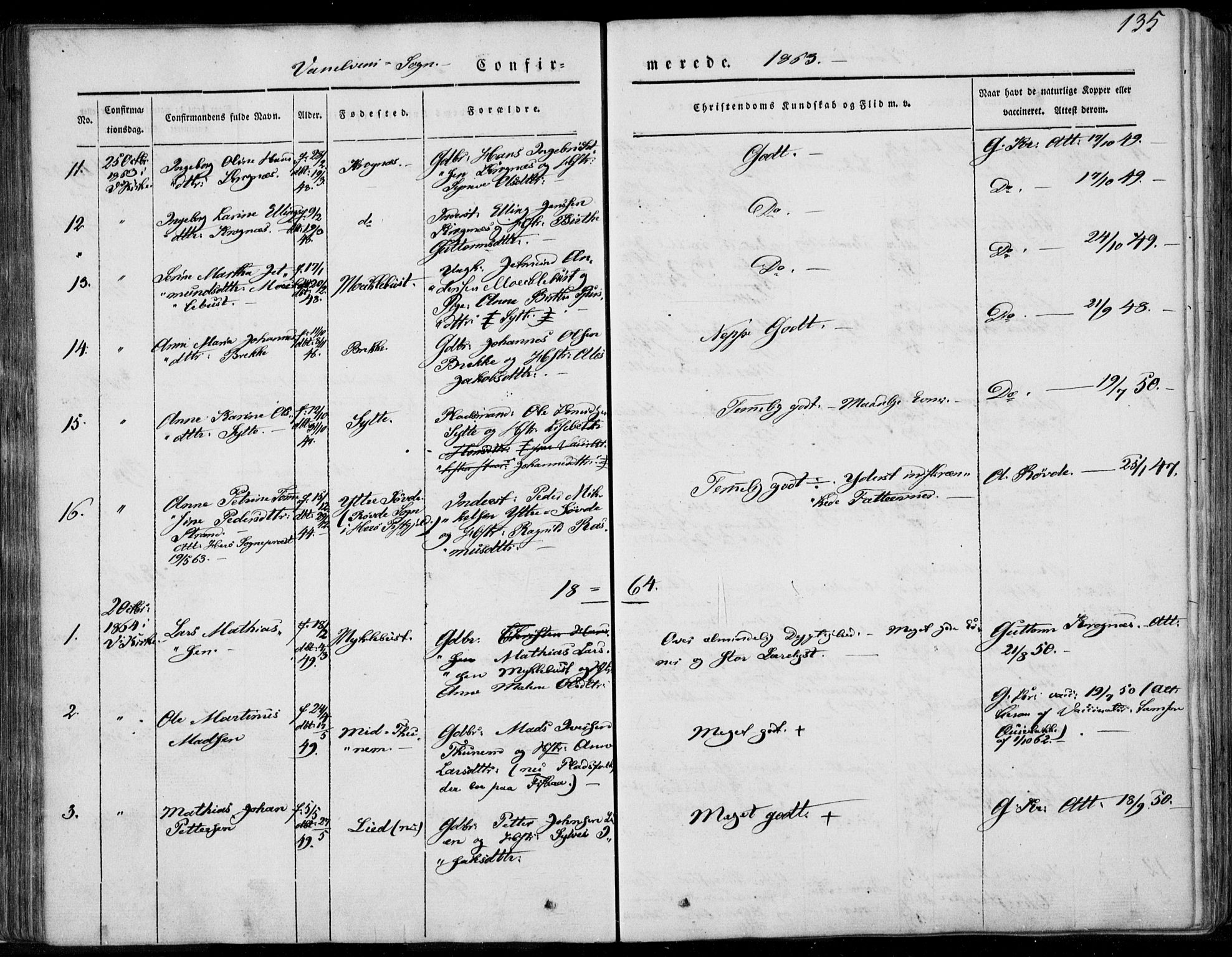 Ministerialprotokoller, klokkerbøker og fødselsregistre - Møre og Romsdal, SAT/A-1454/501/L0006: Ministerialbok nr. 501A06, 1844-1868, s. 135