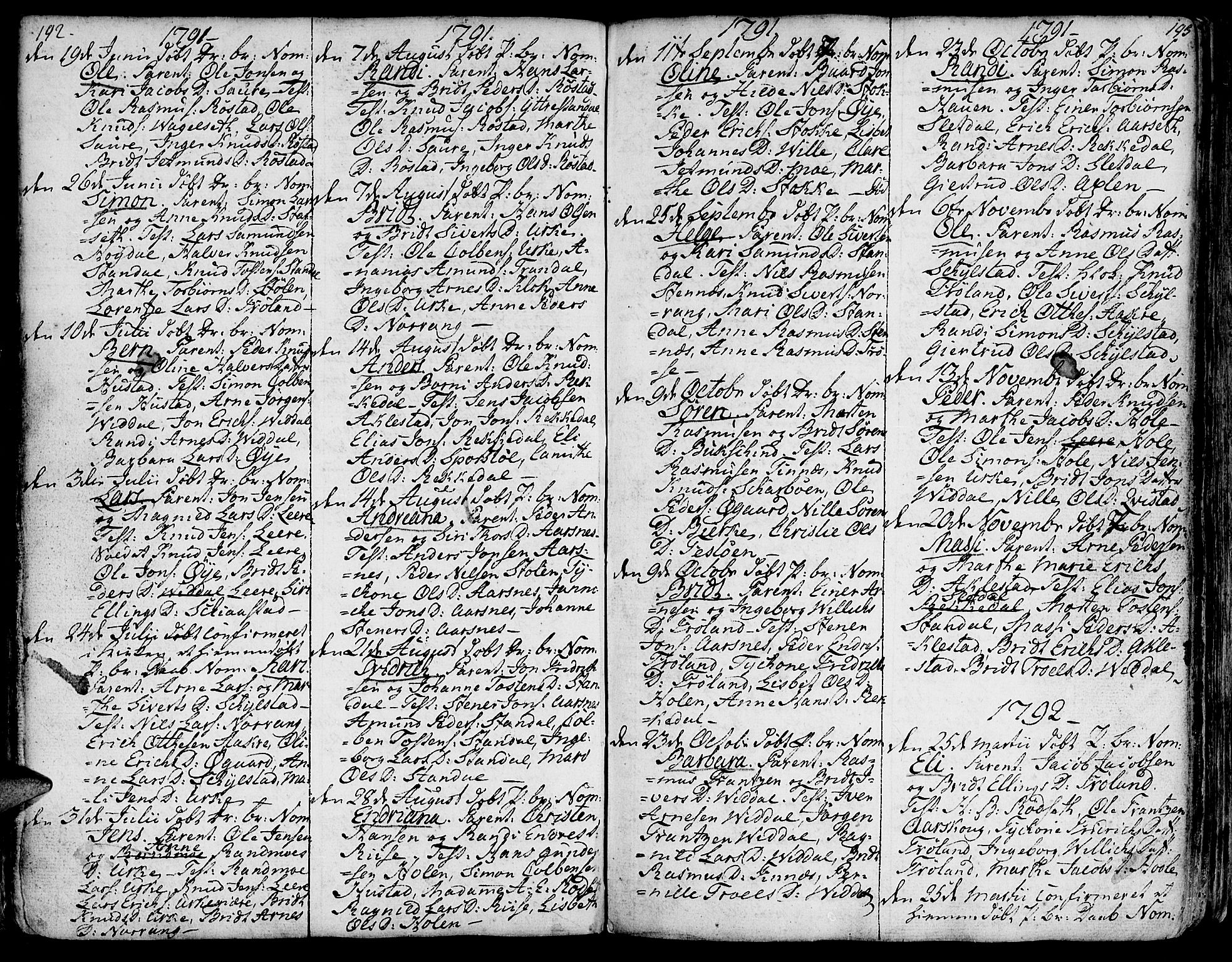 Ministerialprotokoller, klokkerbøker og fødselsregistre - Møre og Romsdal, AV/SAT-A-1454/515/L0206: Ministerialbok nr. 515A02, 1765-1818, s. 192-193